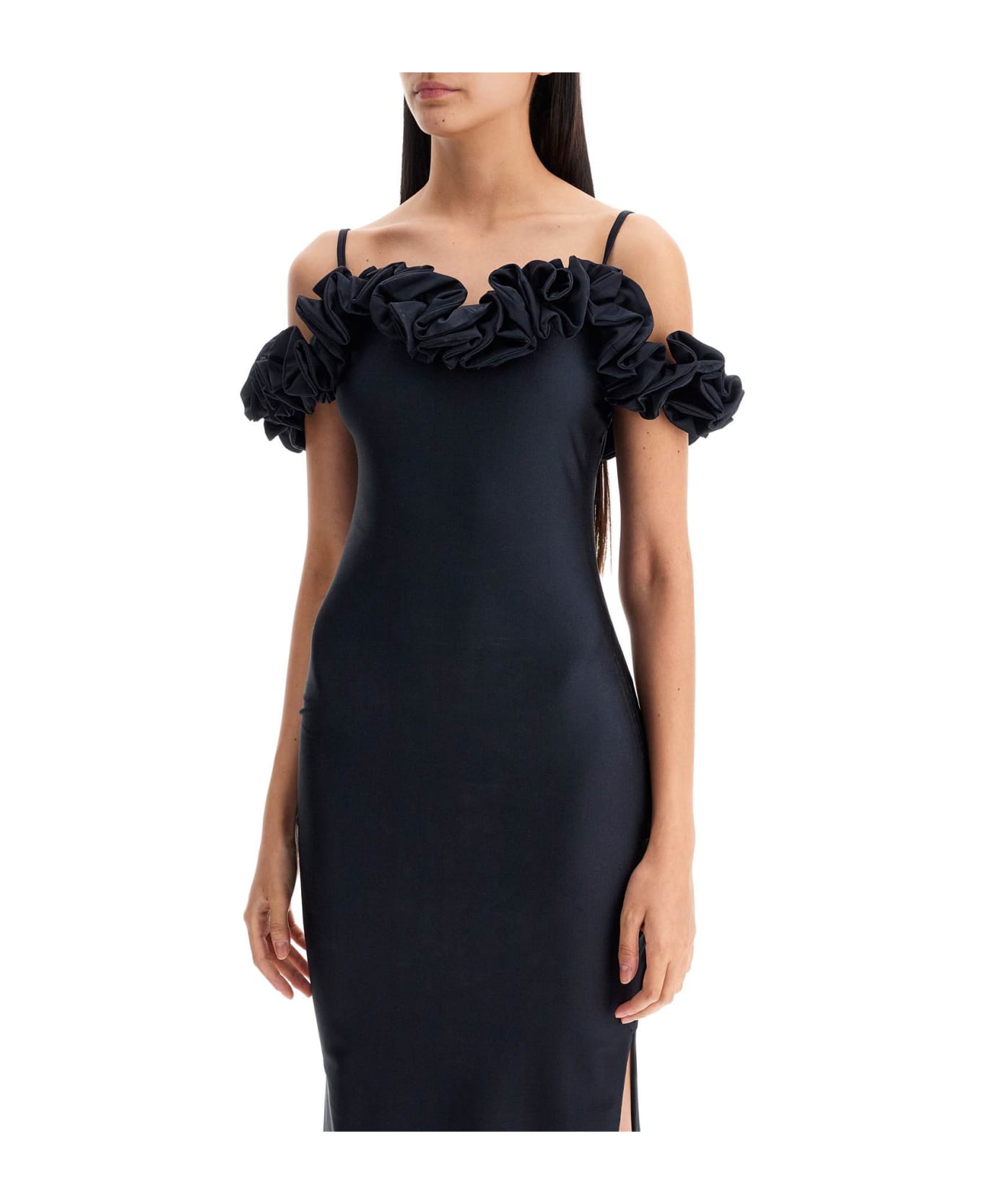 Coperni Long Black Dress With Ruffles - BLACK (Black)
