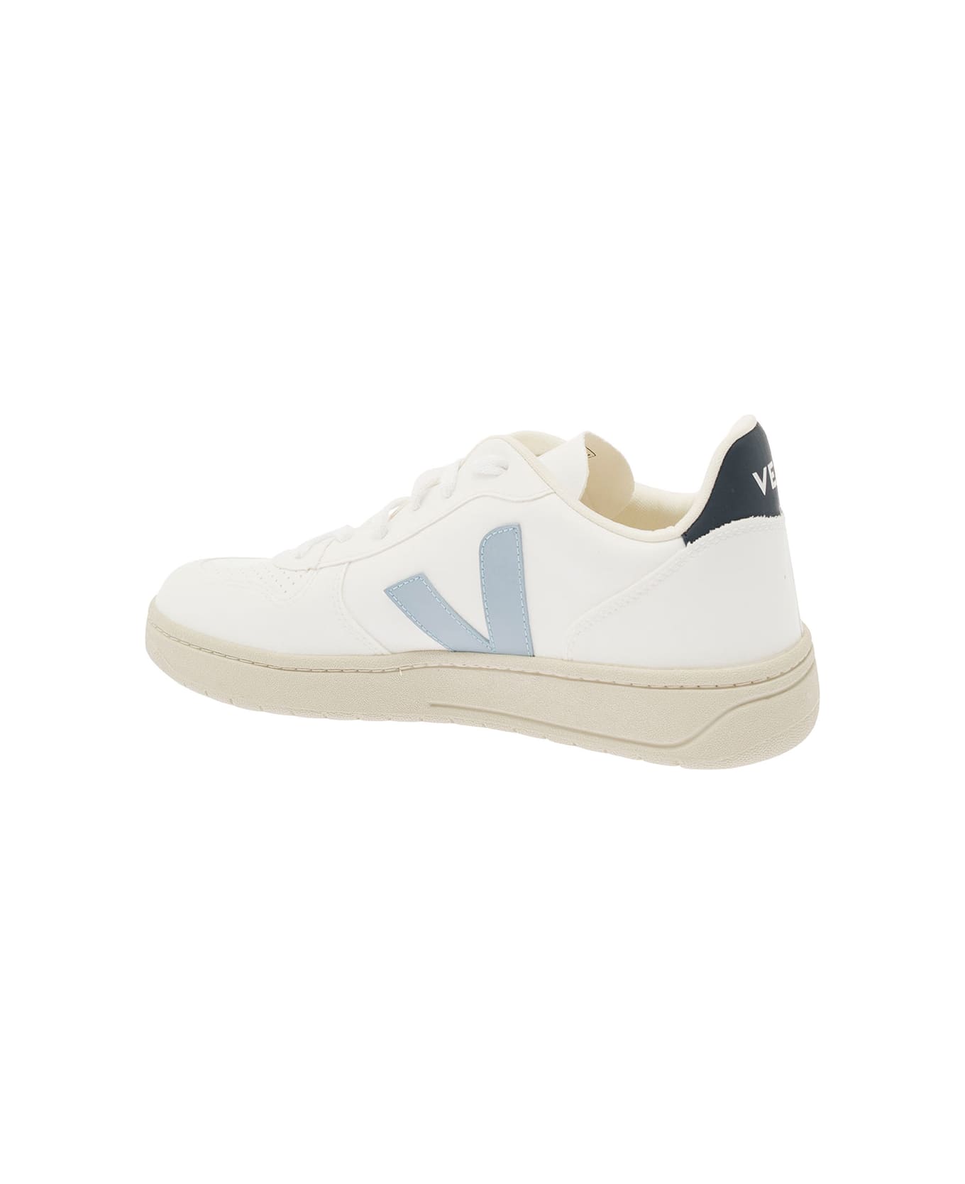 Veja White And Light Blue Sneakers With Logo Details In Leather Man - White