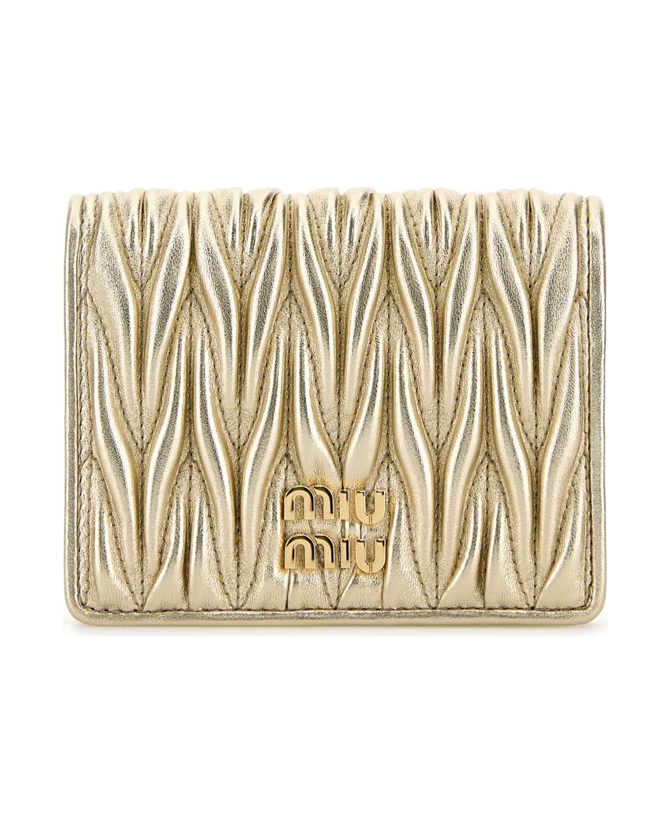 Miu Miu Gold Leather Wallet - PIRITE