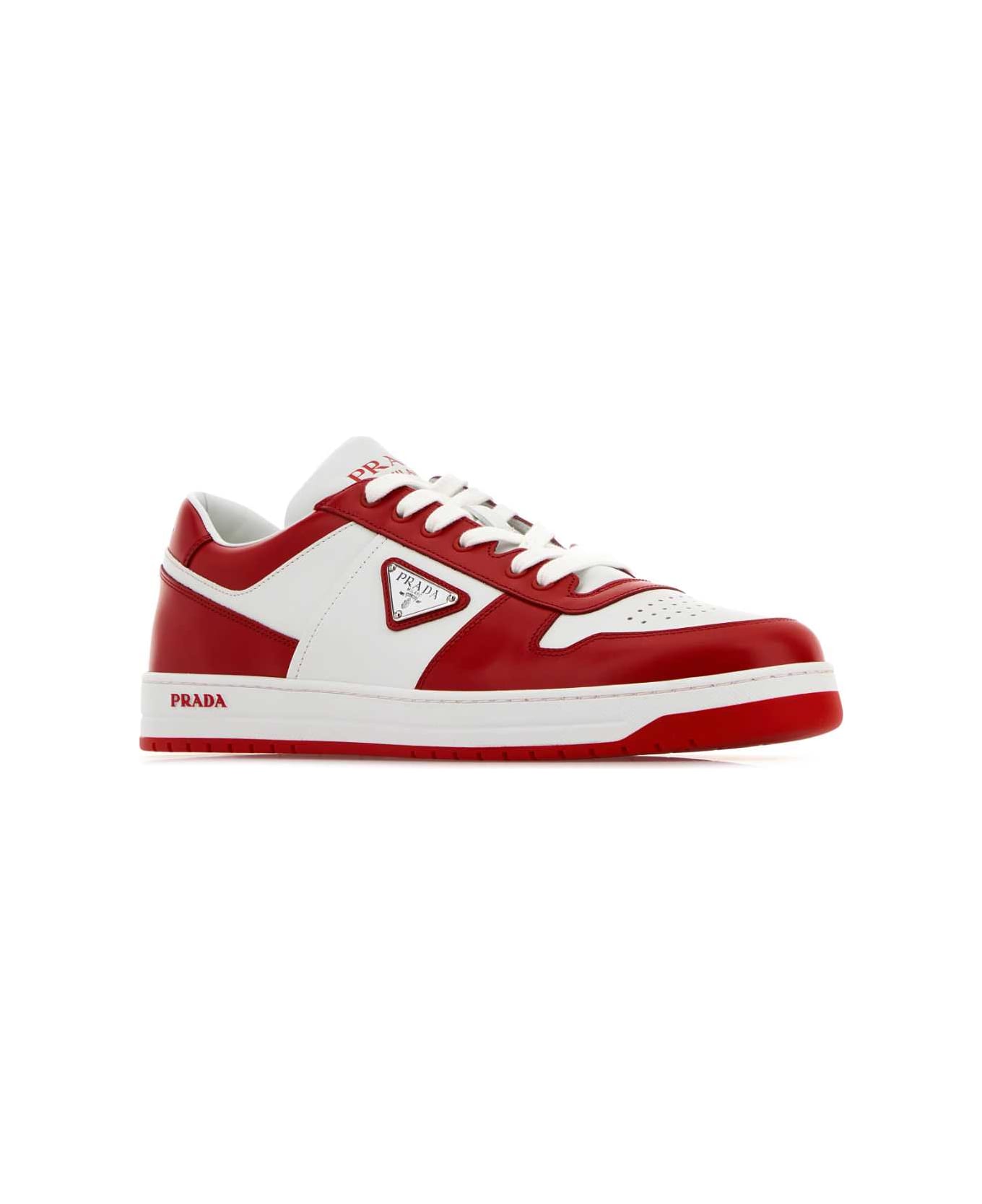 Prada Two-tone Leather Downtown Sneakers - BIANCOLACCA