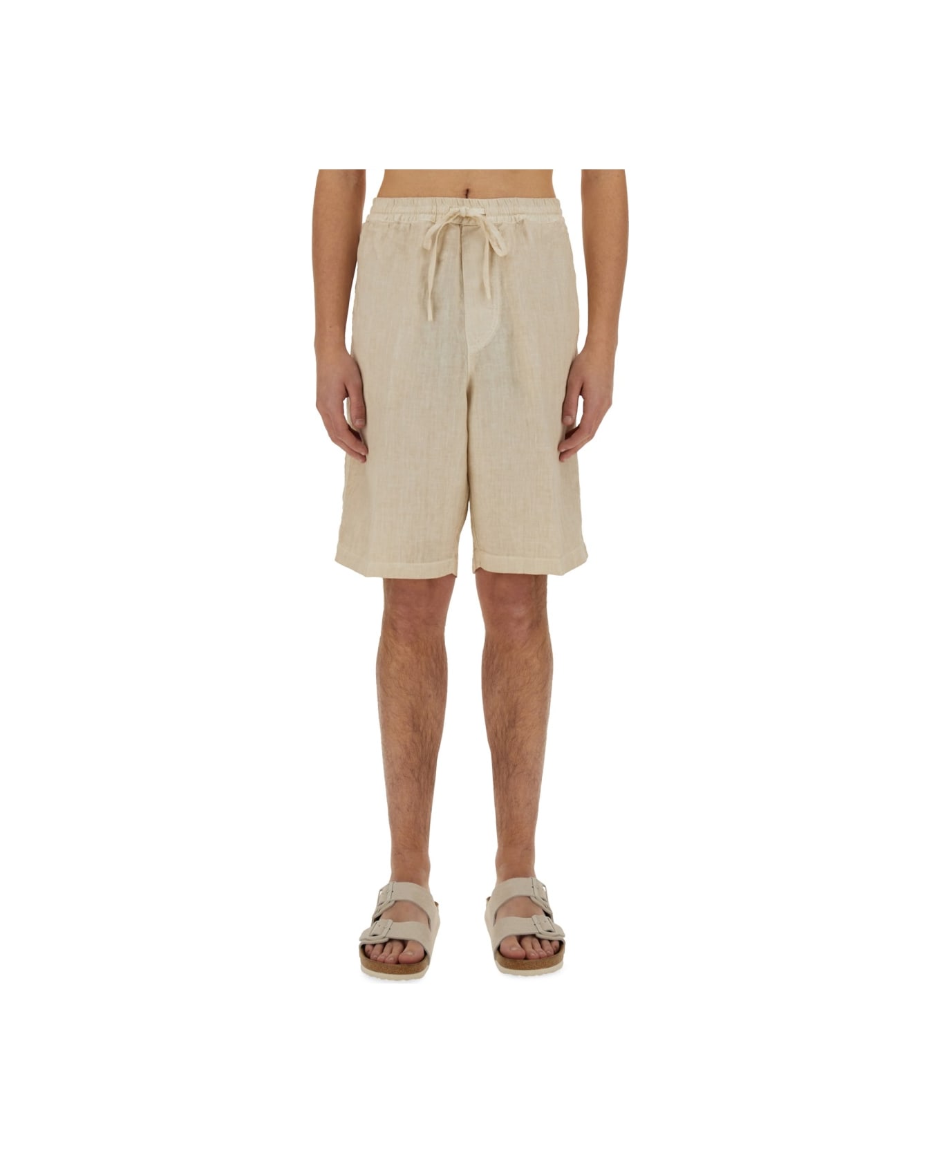 120% Lino Shorts With Drawstring - GREY