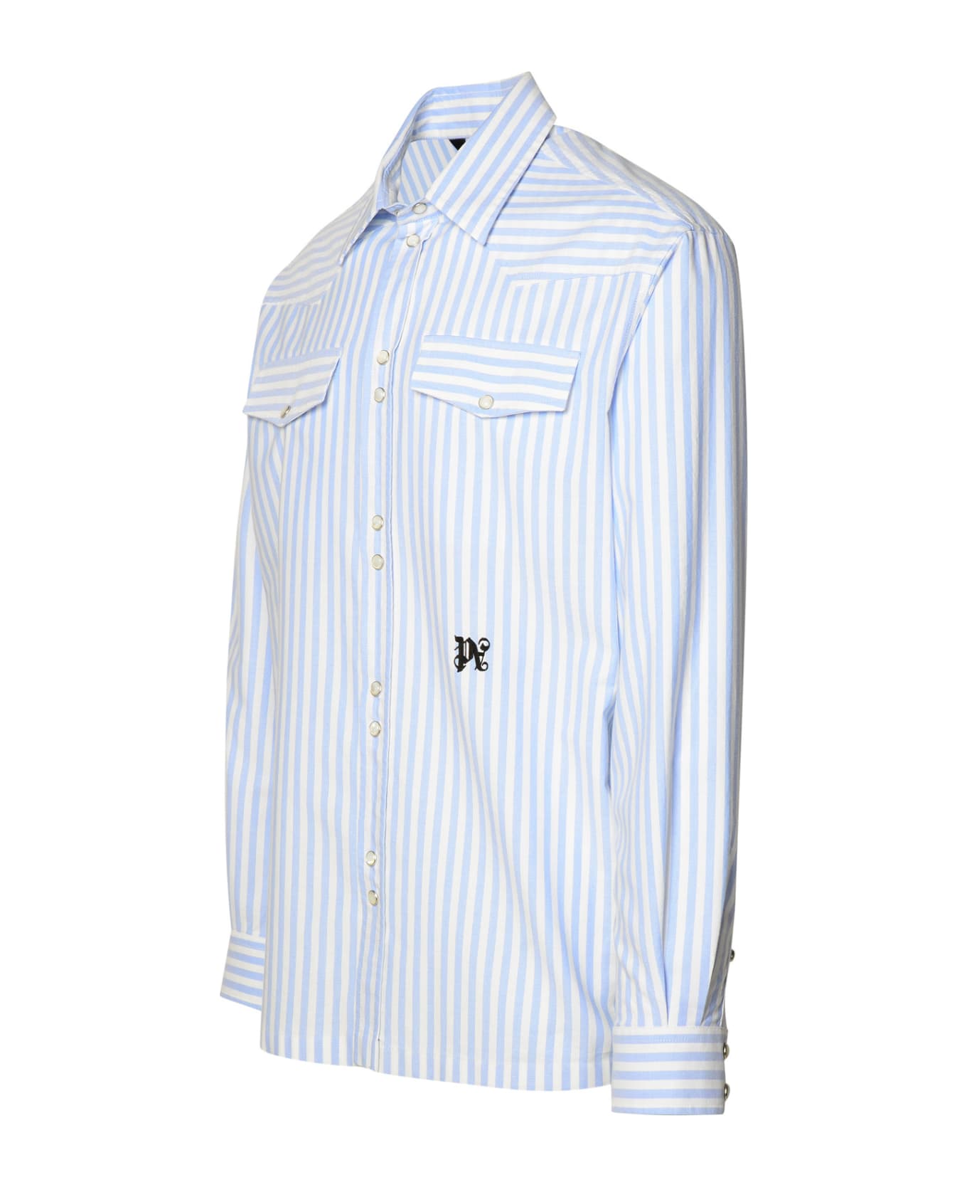 Palm Angels Light Blue Cotton Shirt - STIPES WHITE LIGHT BLUE