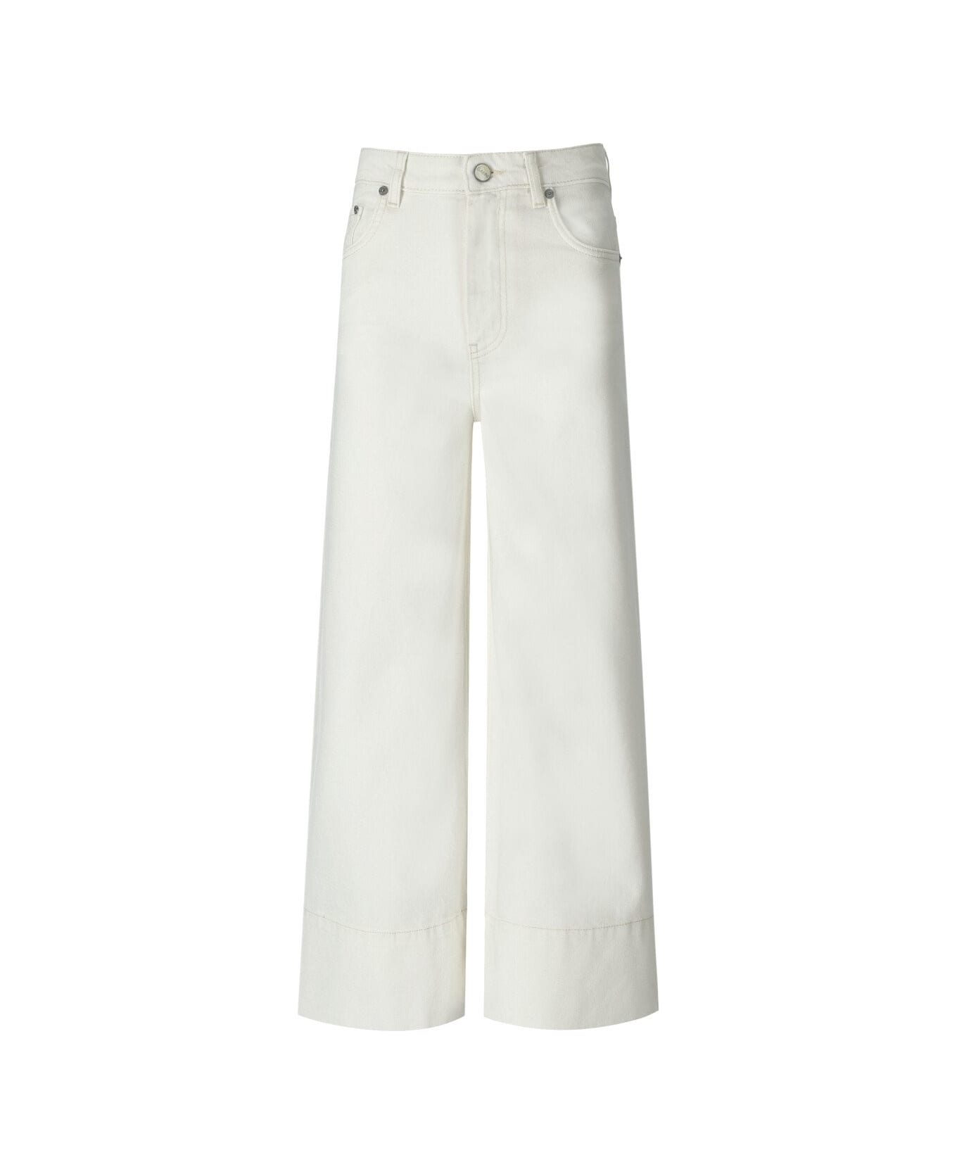 Ganni High-waist Denim Cropped Jeans - Bianco
