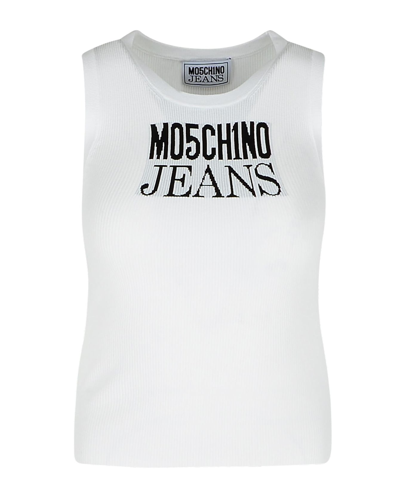 M05CH1N0 Jeans White Cotton Tank Top - White