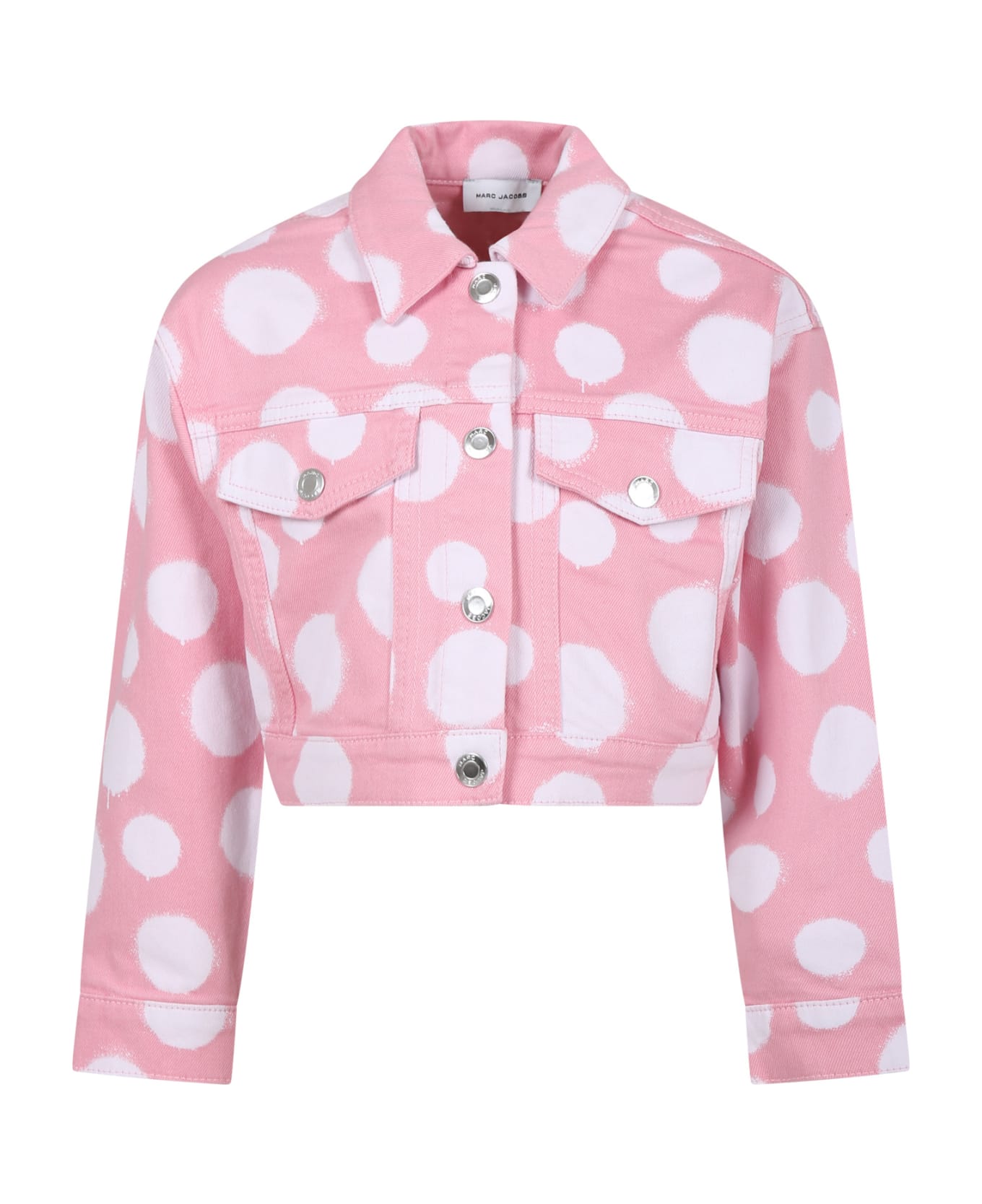 Marc Jacobs Pink Denim Jacket For Girl With Polka Dots - Pink