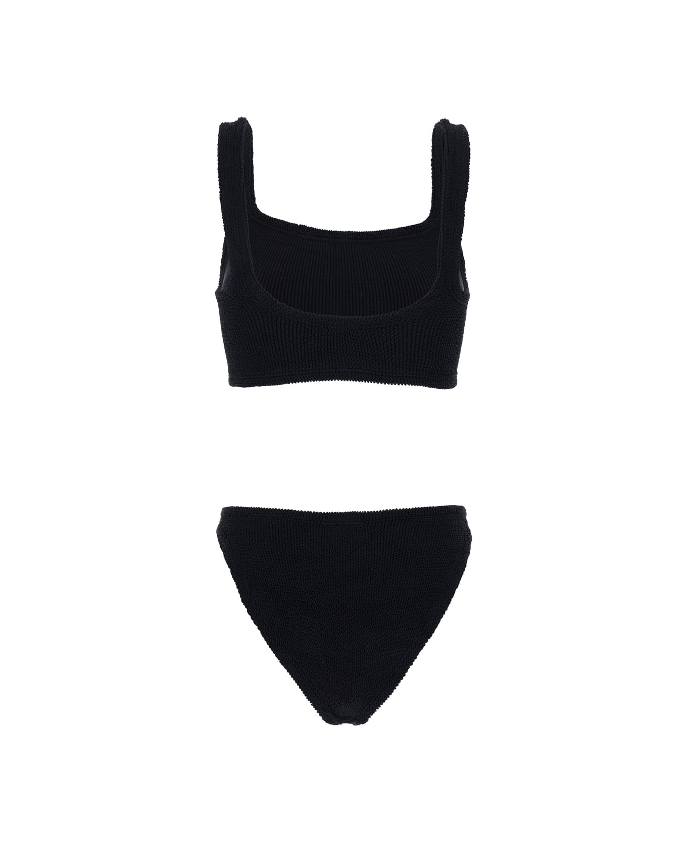 Hunza G 'xandra' Black Bikini With Fixed Straps In Ribbed Stretch Polyamide Woman - Black 水着