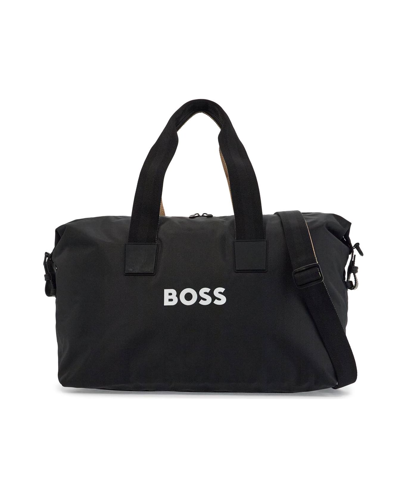 Hugo Boss Catch_3.0 Black Travel Bag With Adjustable Shoulder Strap - Black
