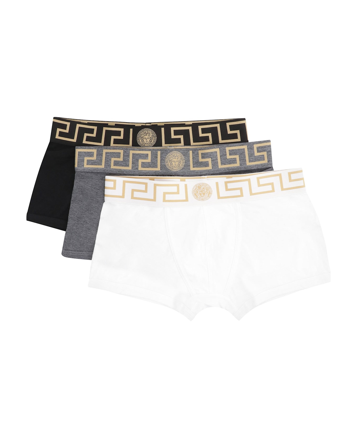 Versace Set Of Three Cotton Boxers - Multicolor