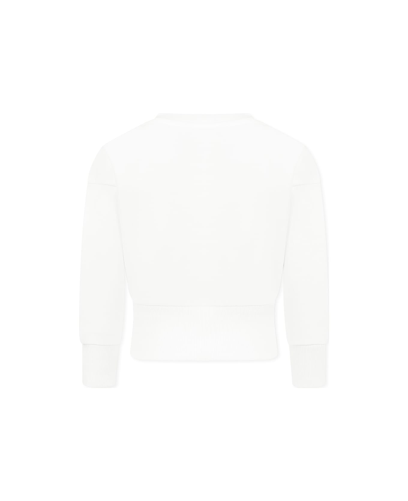 Balmain White Crop Sweatshirt For Girl With Logo - White