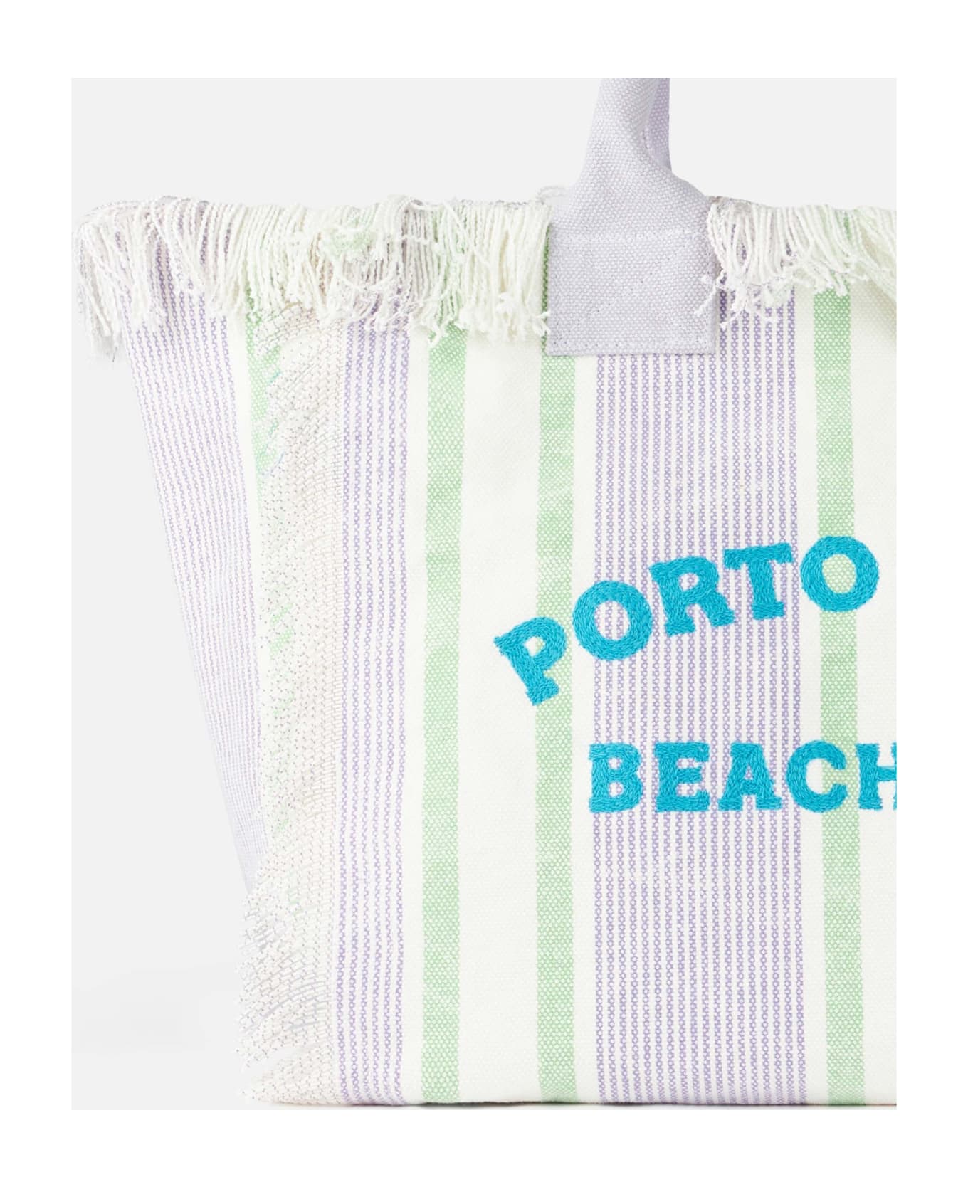 MC2 Saint Barth Porto Cervo Beach Club Striped Cotton Canvas Vanity Tote Bag - PINK