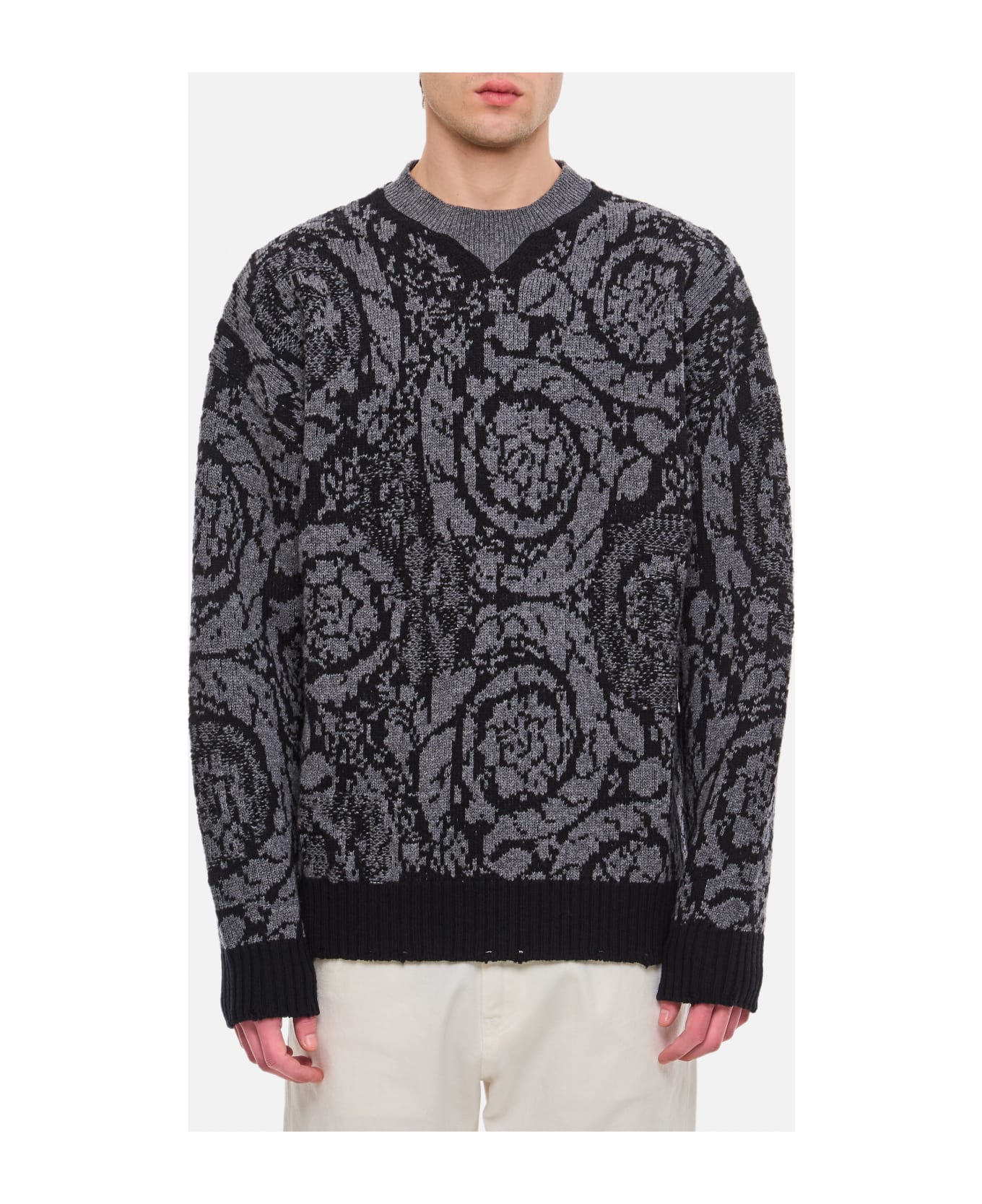 Versace Barocco Knit Sweater - Black ニットウェア