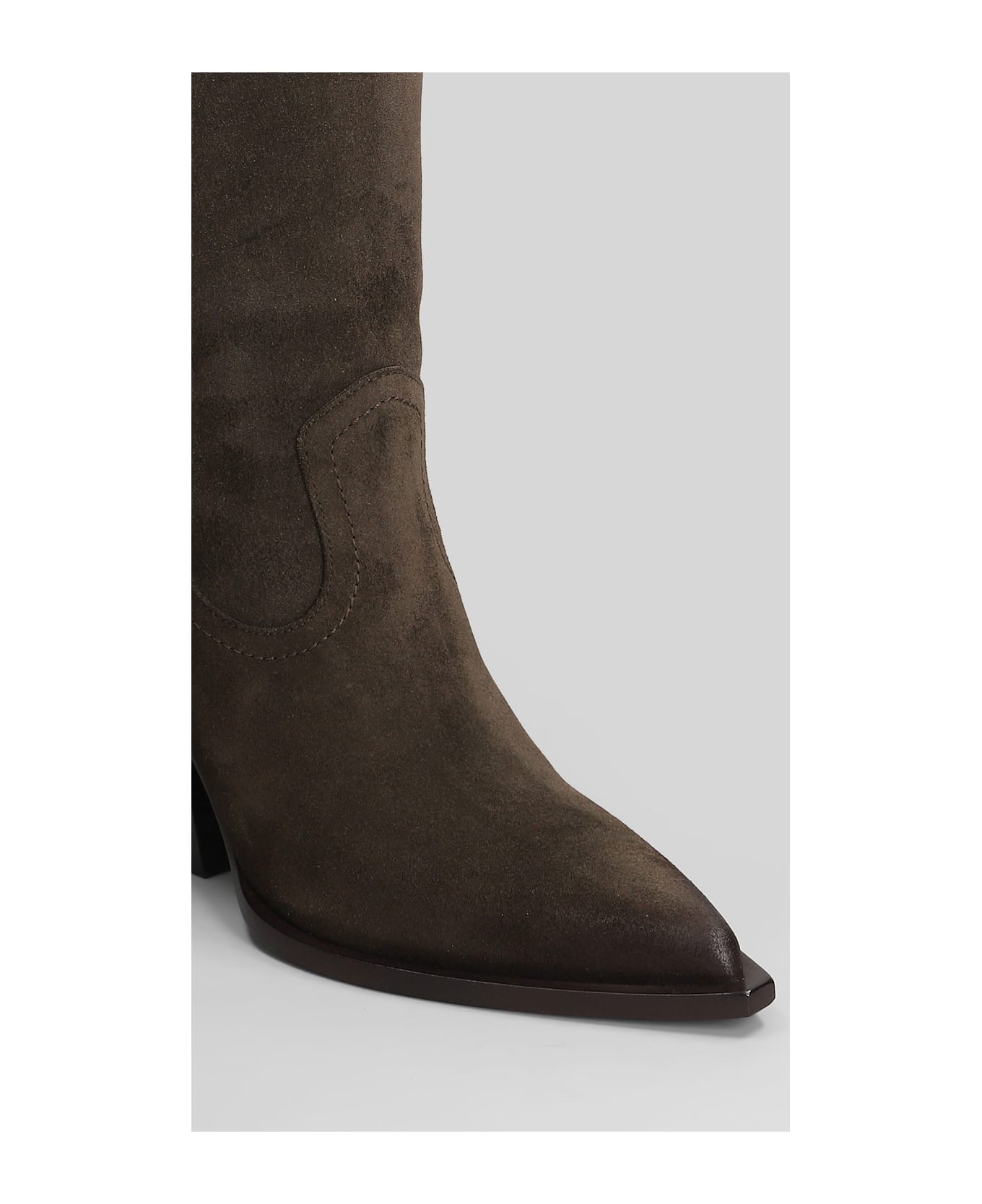 Elena Iachi Texan Boots In Brown Suede - brown