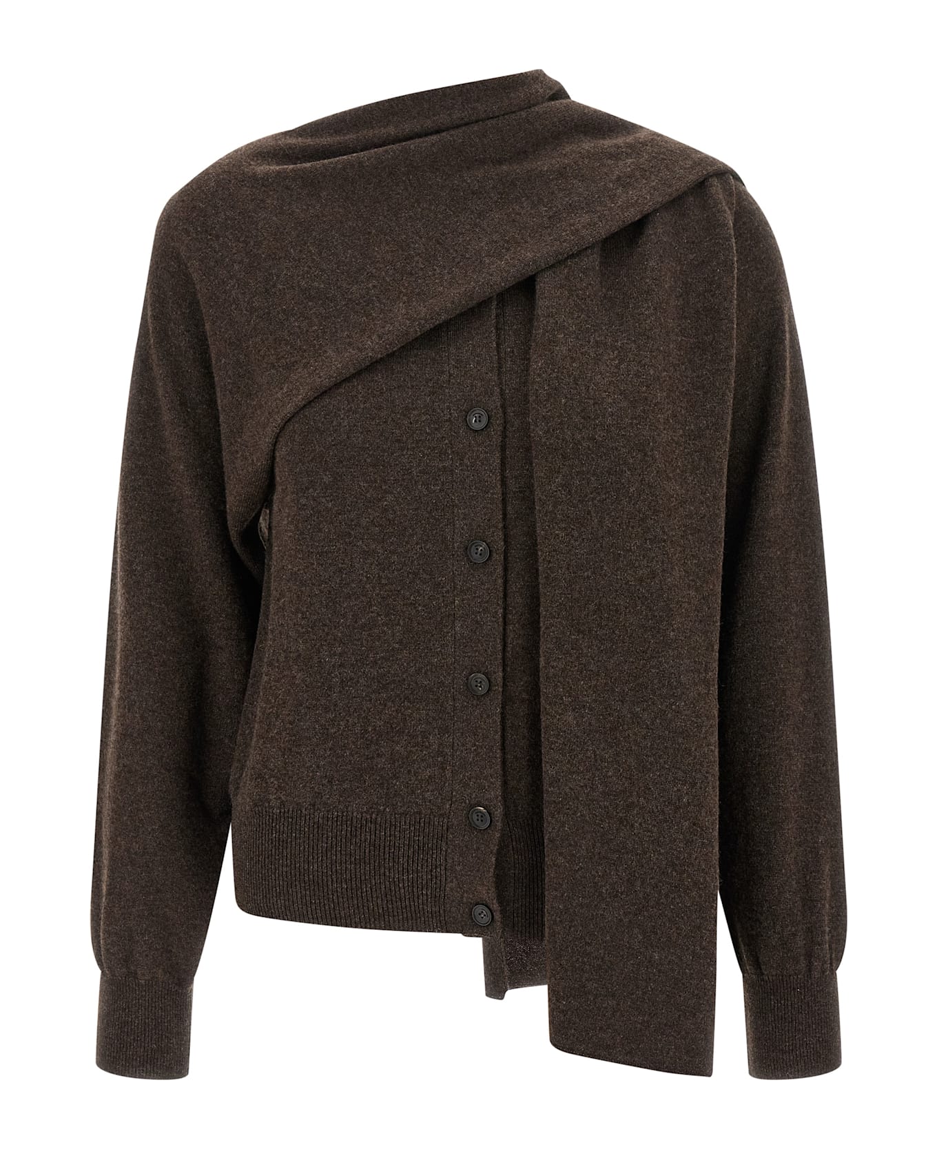 Ferragamo Scarf Cardigan - BROWN