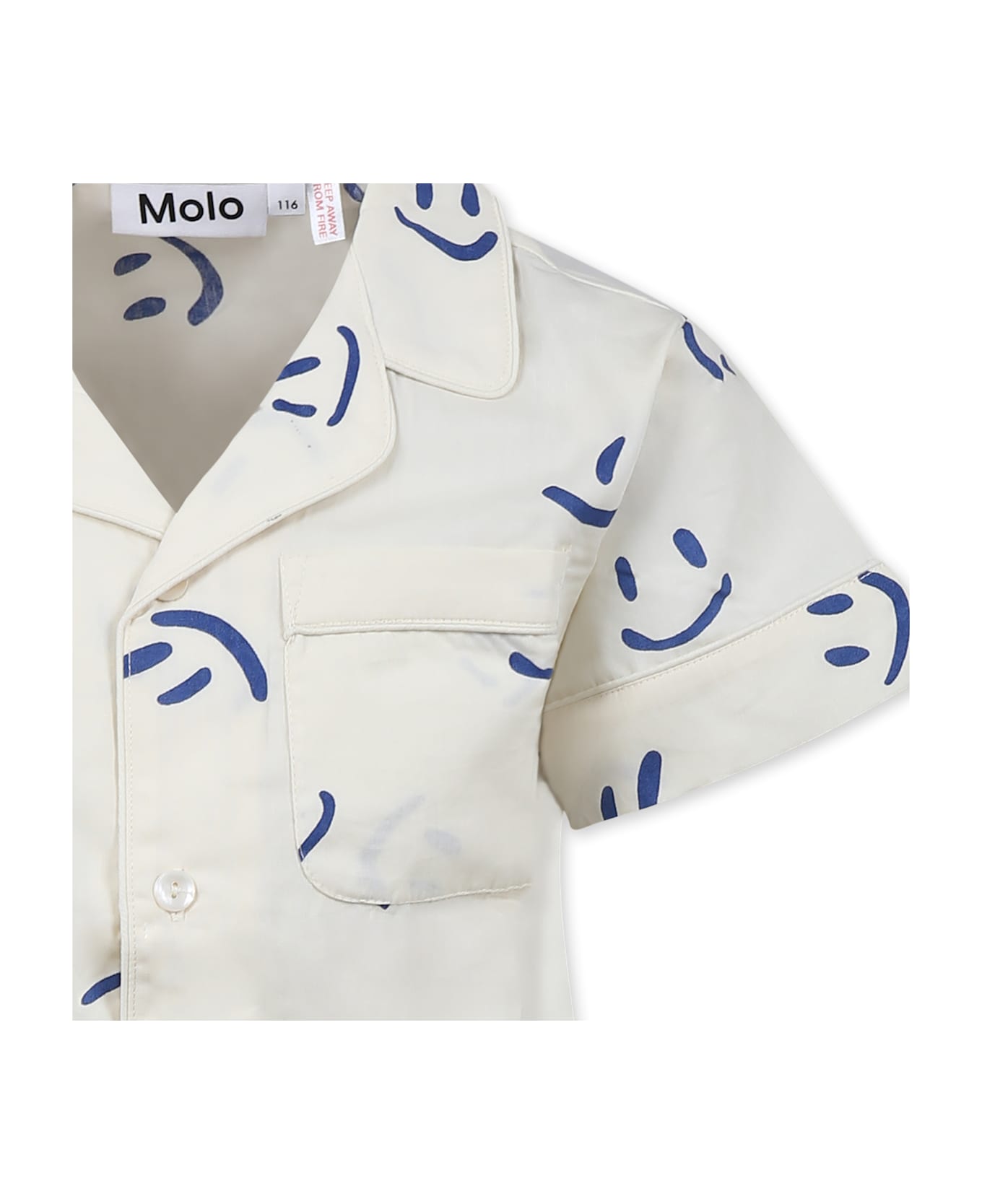 Molo Ivory Pyjamas For Kids With Smiley - Ivory