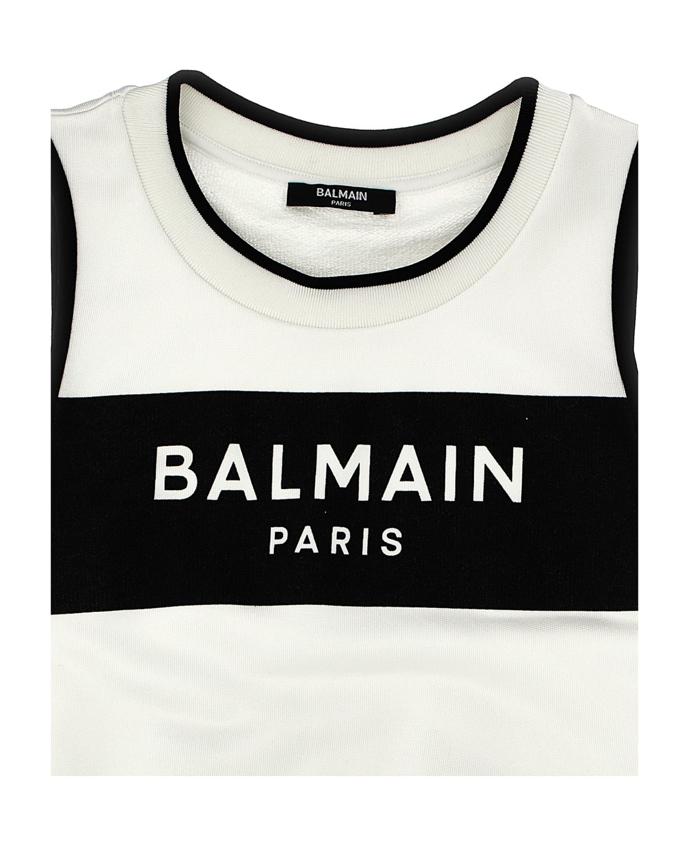 Balmain Logo Tank Top - White/Black トップス