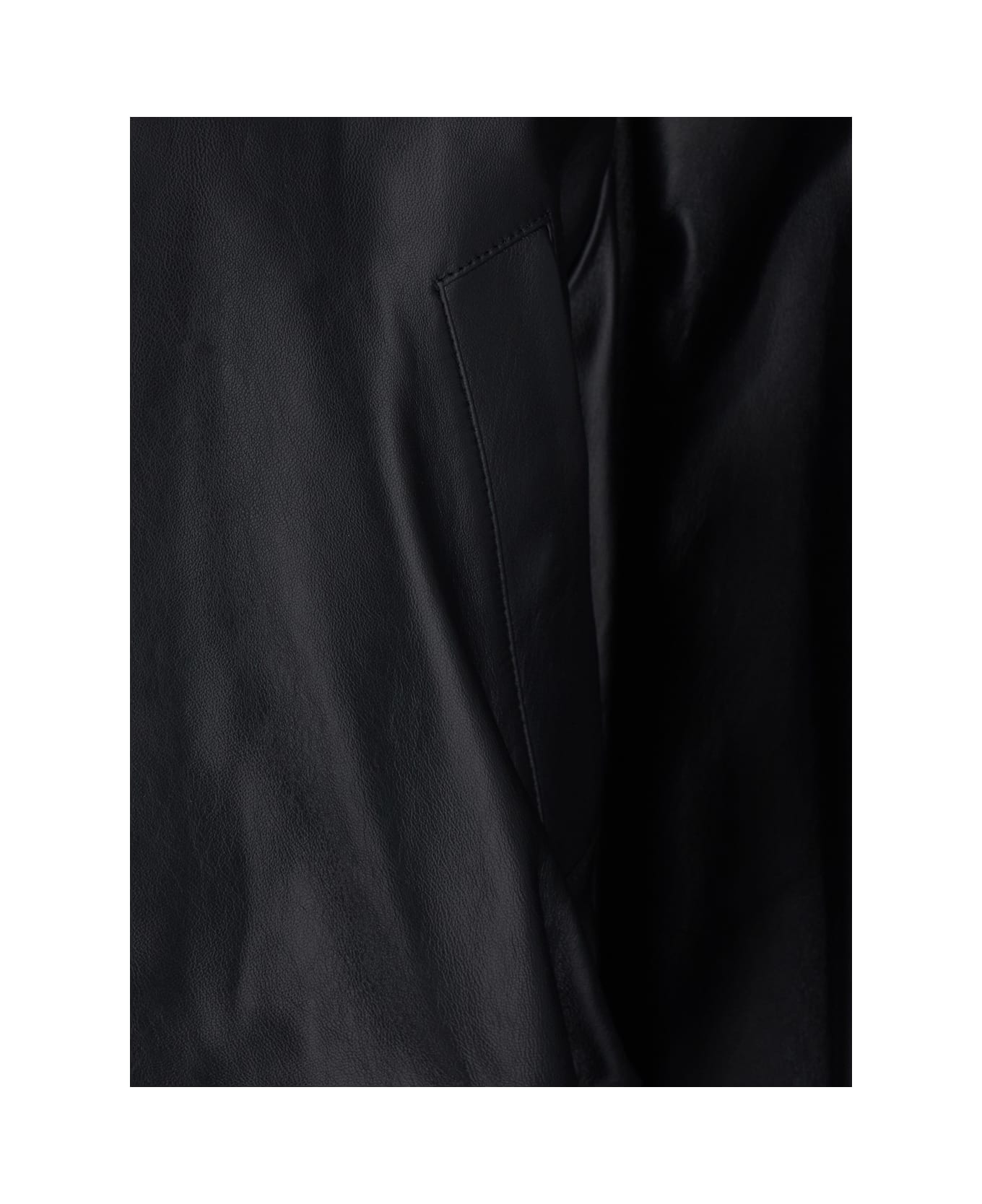 Balenciaga Black Jacket With Dropped Shoulders And High Neck In Leather Woman - BLACK