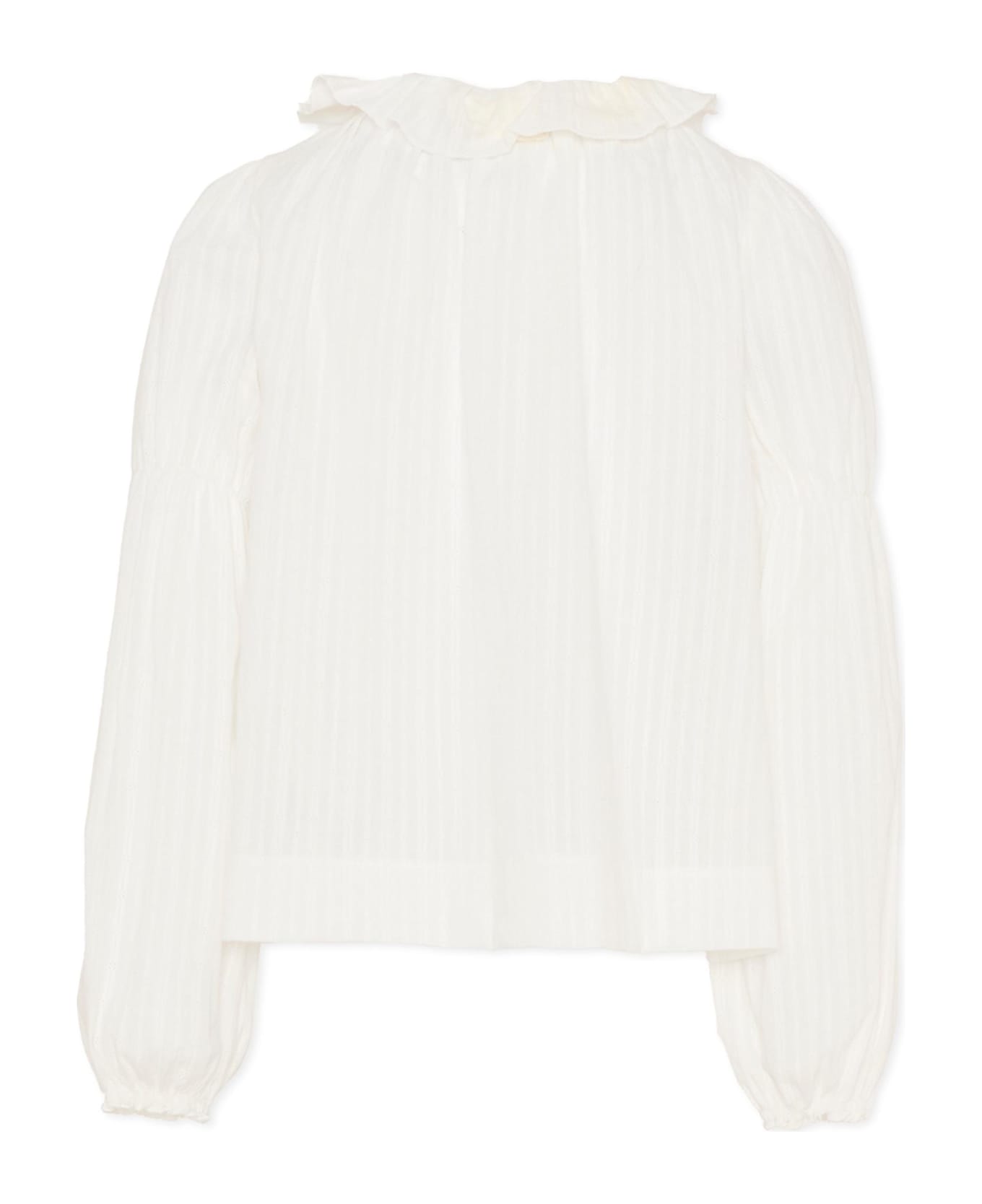 La stupenderia Ivory Shirt For Girl With Embroidery - Ivory