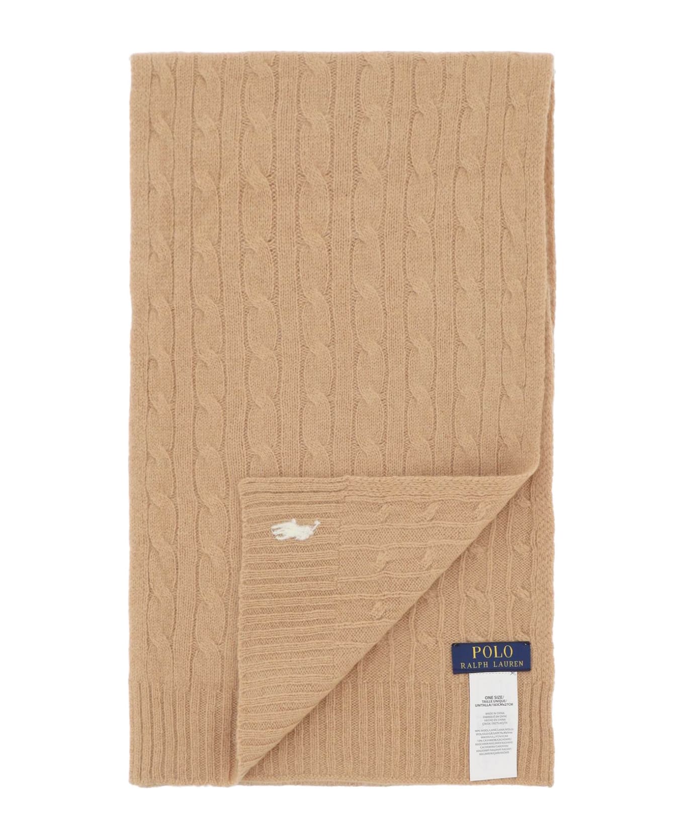 Polo Ralph Lauren Wool And Cashmere Cable-knit Scarf - CAMEL (Beige) スカーフ＆ストール