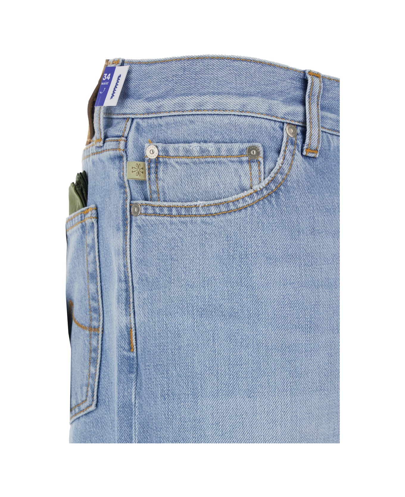 Jacob Cohen Light Blue Five Pocket Jeans With Logo Patch On The Back In Denim Man - Light blue