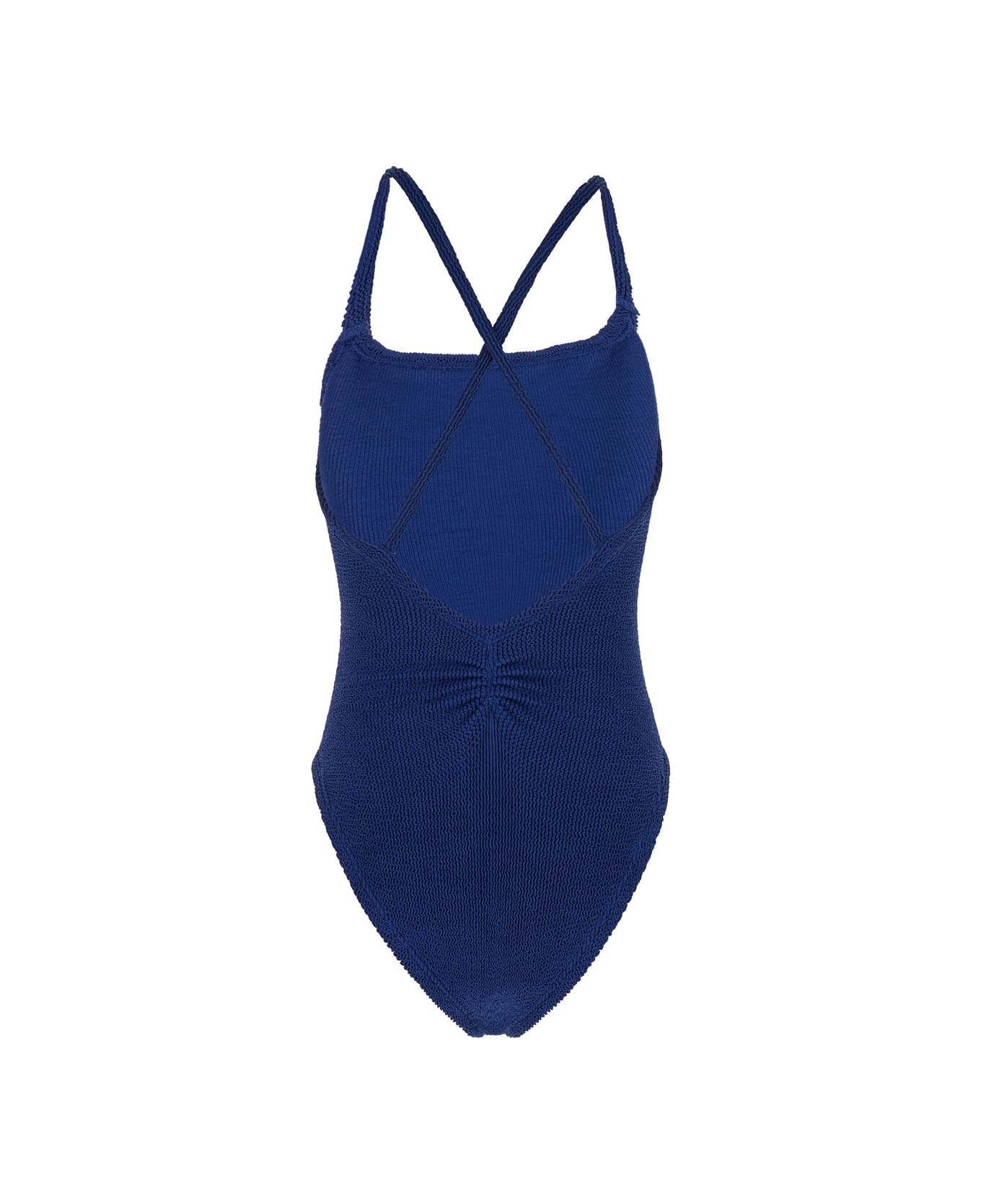 Hunza G 'bette' Blue One-piece Swimsuit With Crisscross Straps In Stretch Fabric Woman - Blu