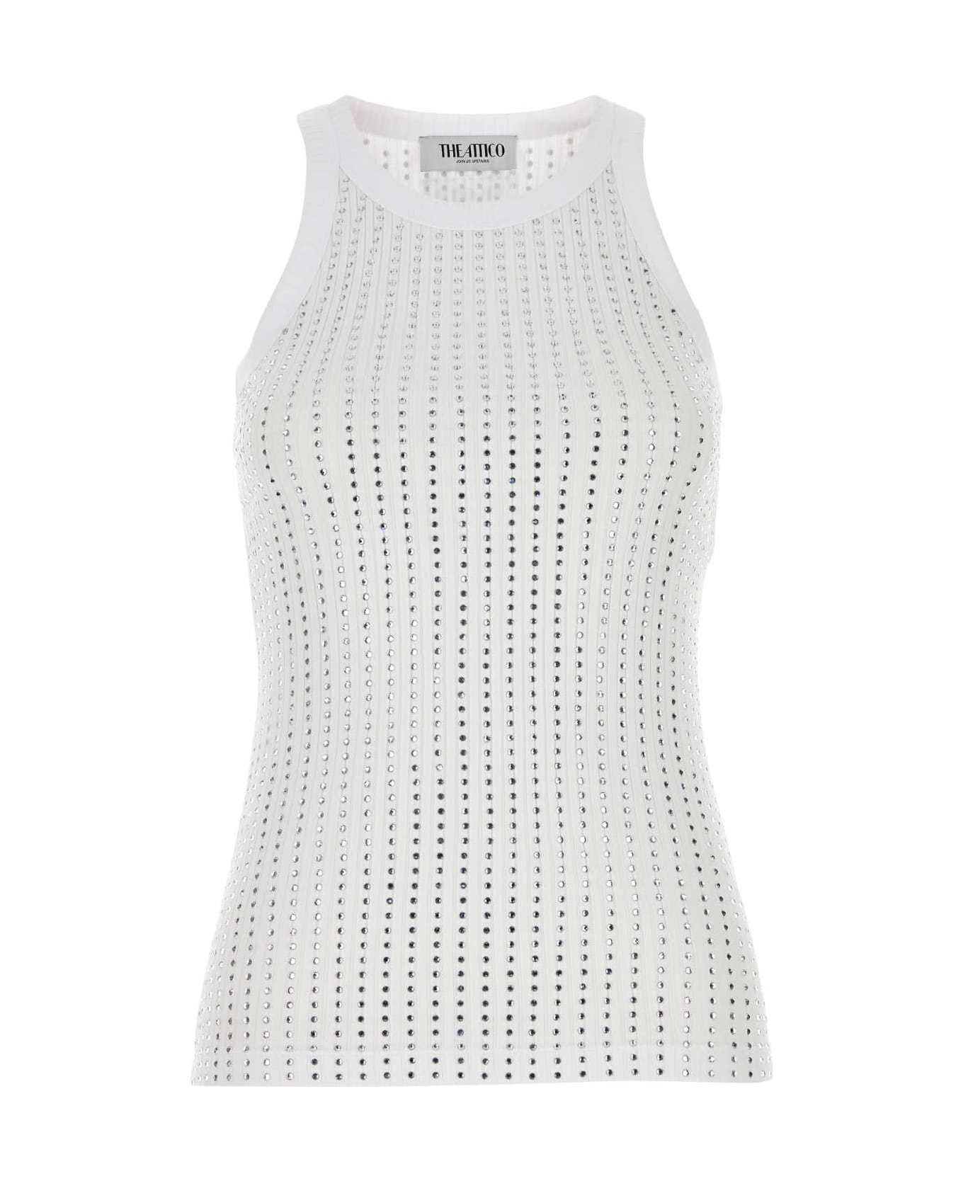 The Attico Embellished Cotton Tank Top - White
