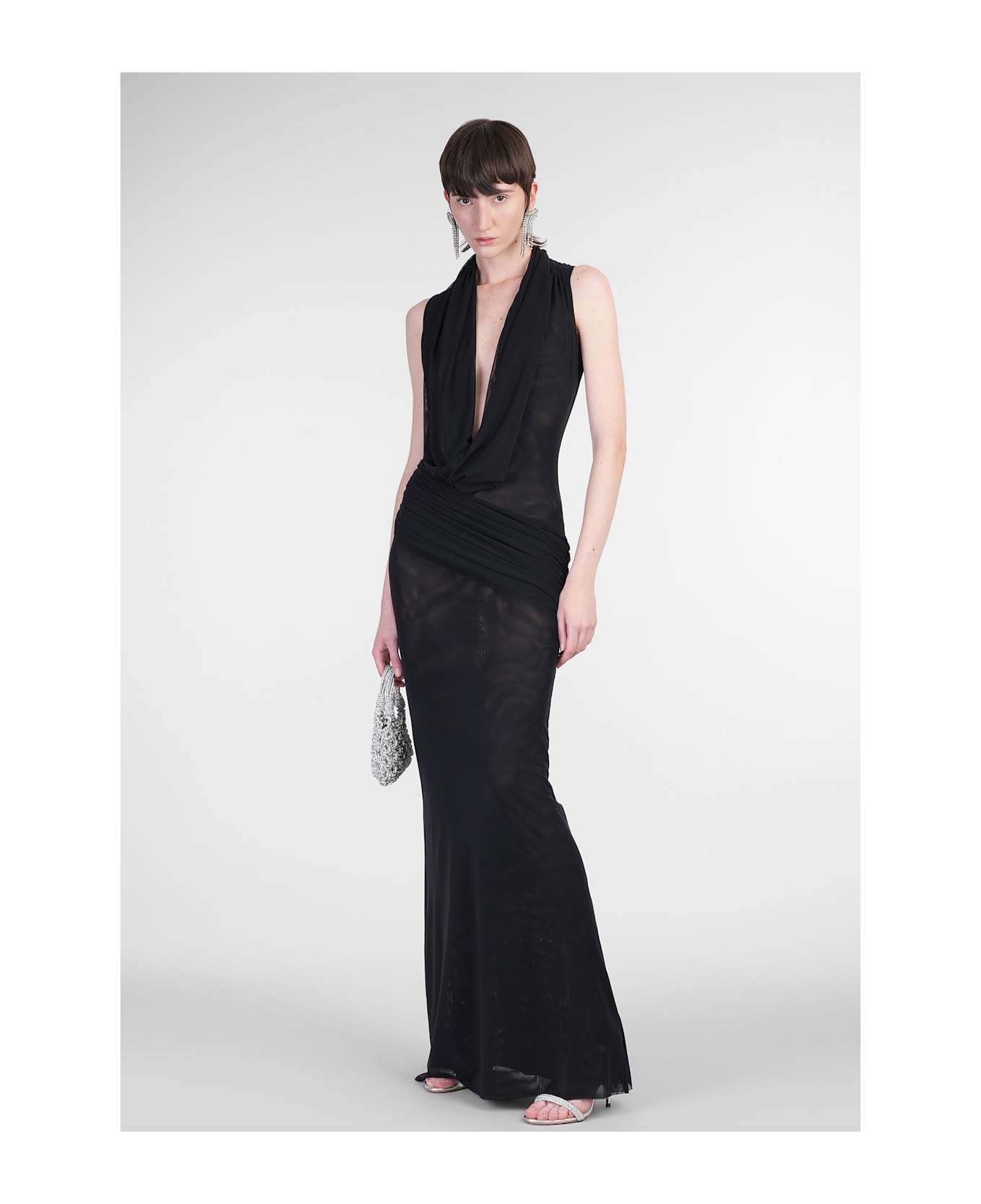 David Koma Long Dress In Black Polyamide - black
