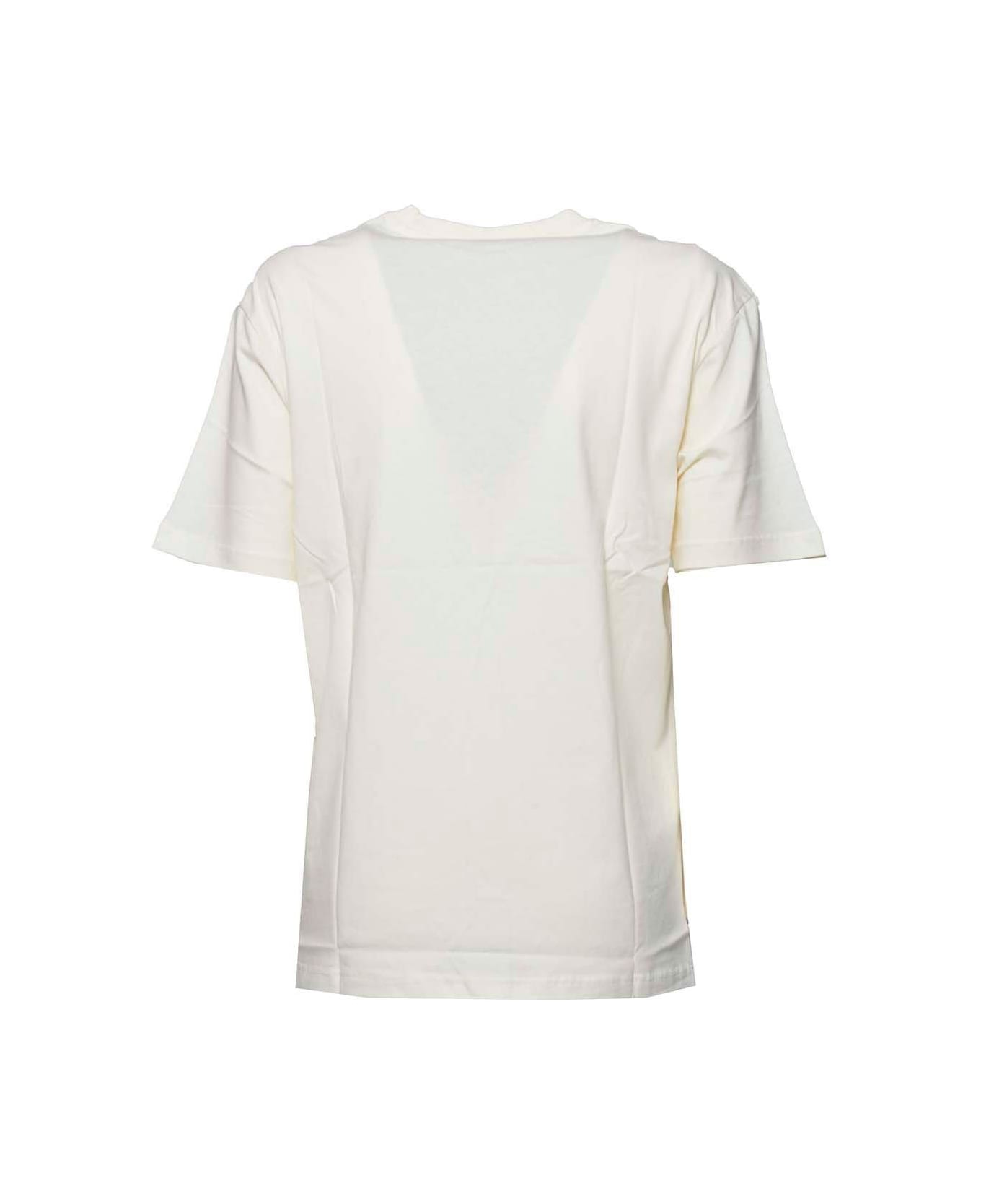 MSGM Logo Printed Crewneck T-shirt - Crema