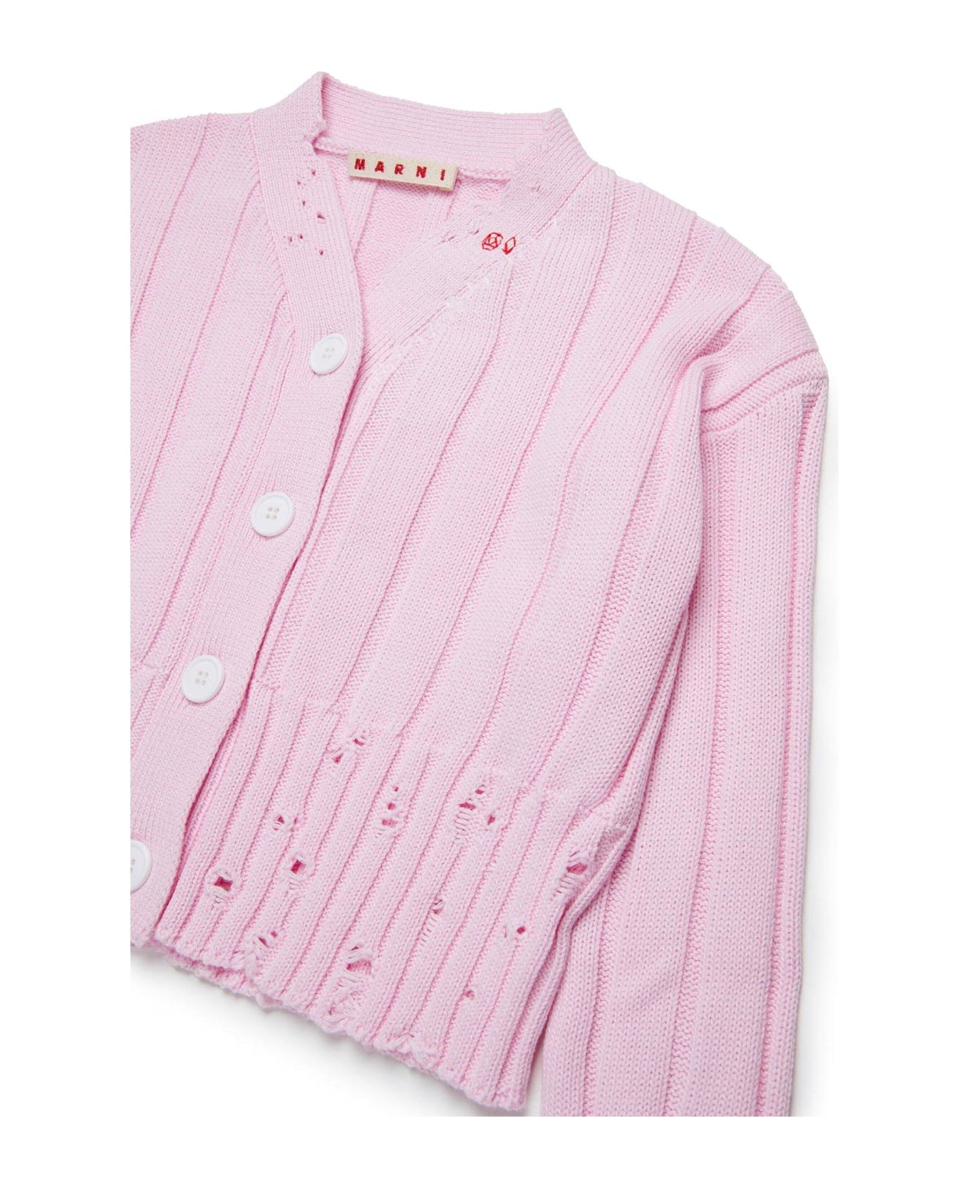 Marni Distressed Knit Cardigan - Pink