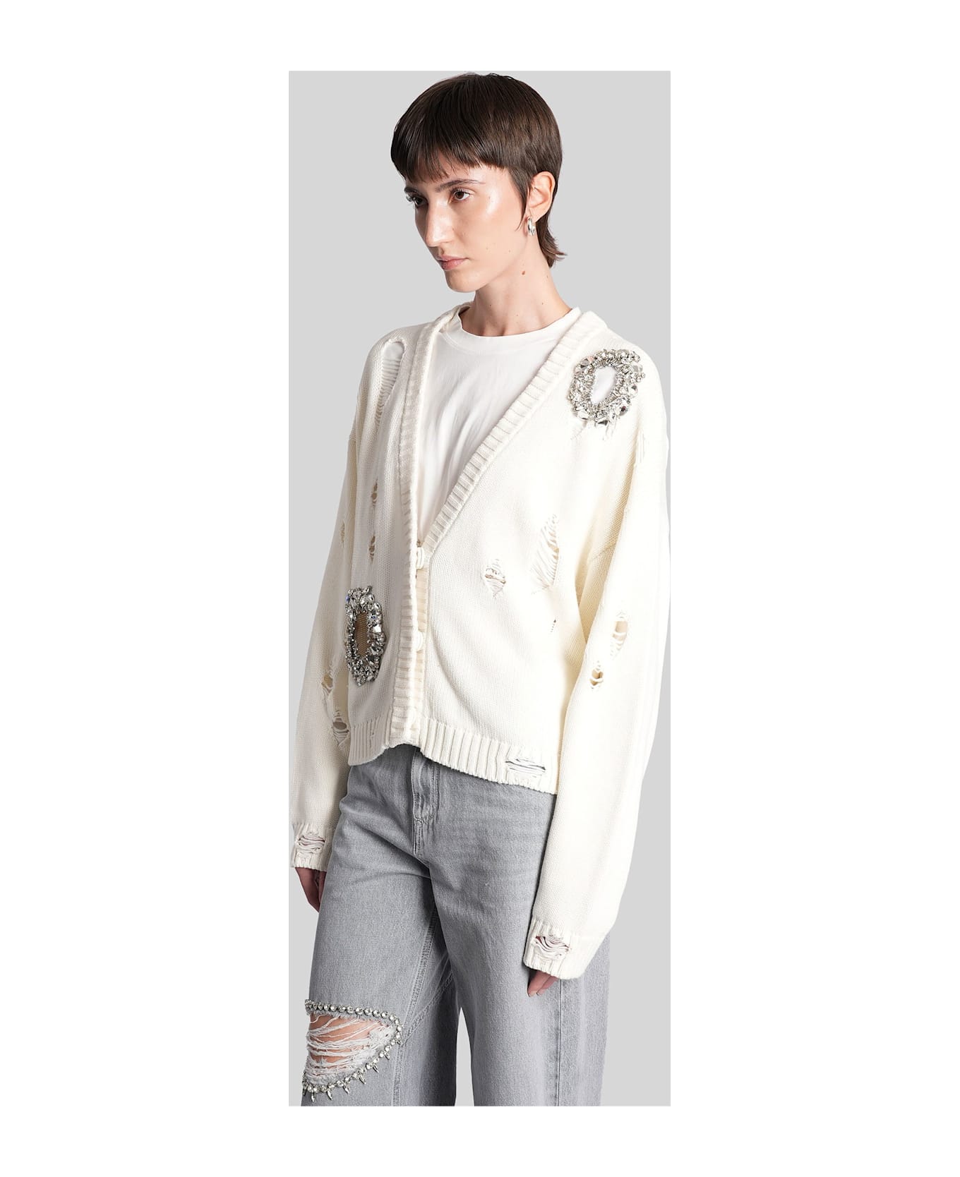 AREA Cardigan In Beige Cotton - beige