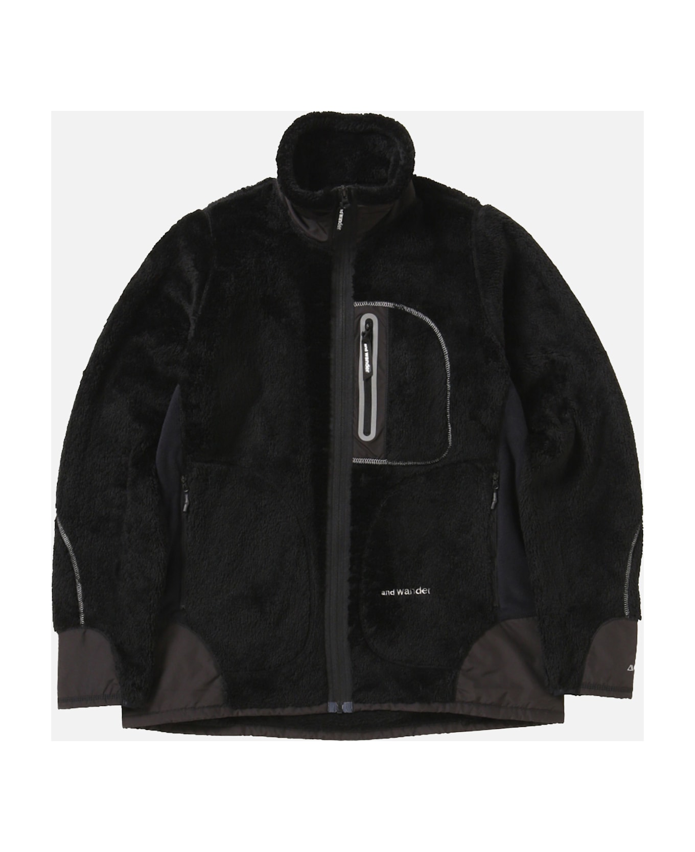 And Wander Black High Loft Fleece Jacket - BLACK