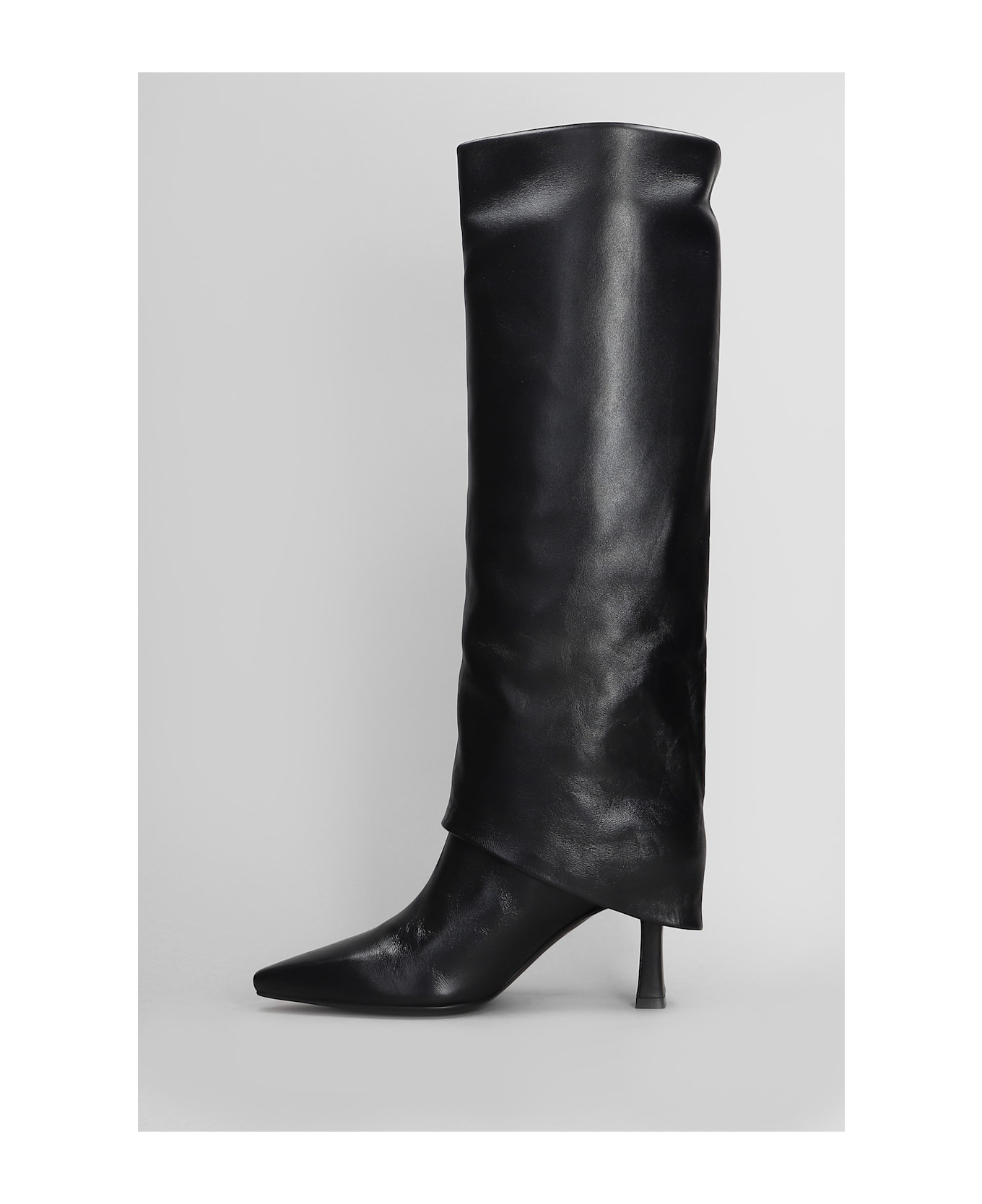 Julie Dee High Heels Boots In Black Leather - black