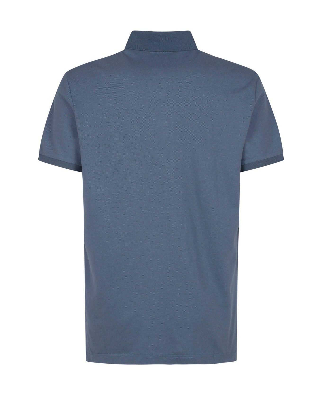 Etro Logo Embroidered Short Sleeved Polo Shirt - BLUE