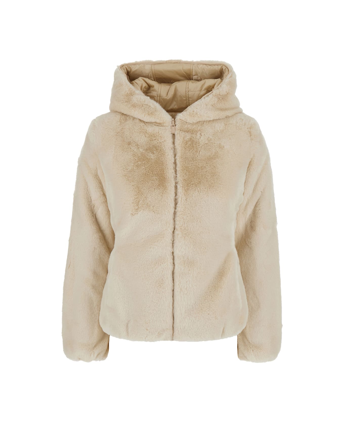 Save the Duck 
laila
 Beige Down Jacket With Hood I N Ecofur Woman - Beige