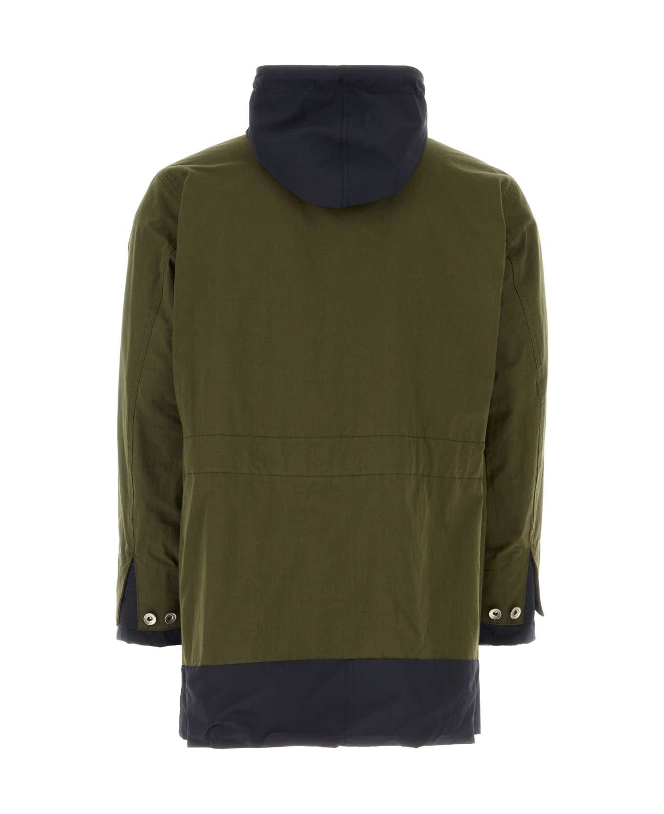 Sacai Army Green Cotton And Nylon Reversibile Jacket - KHAKINAVY