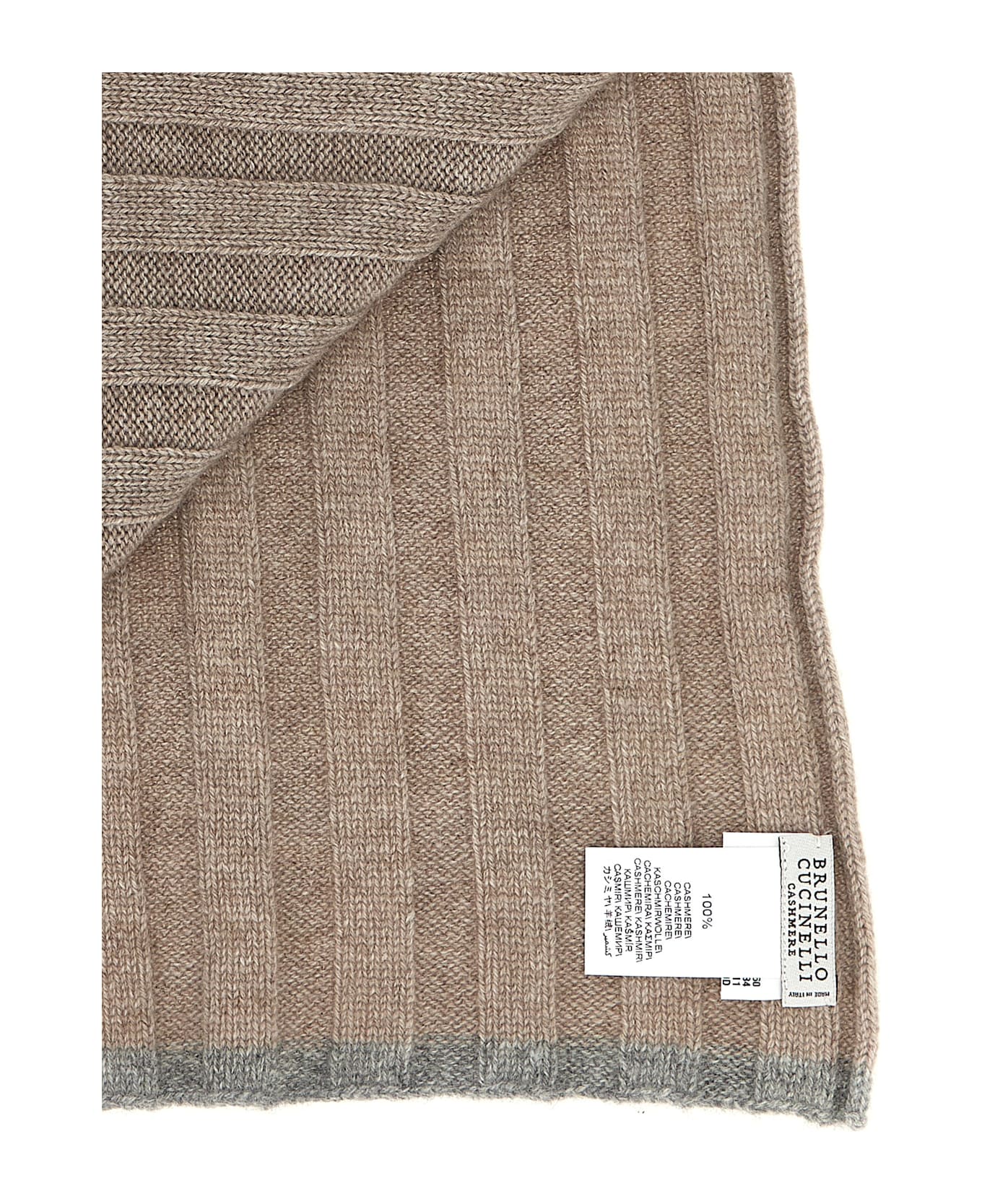 Brunello Cucinelli Ribbed Cashmere Scarf - Beige