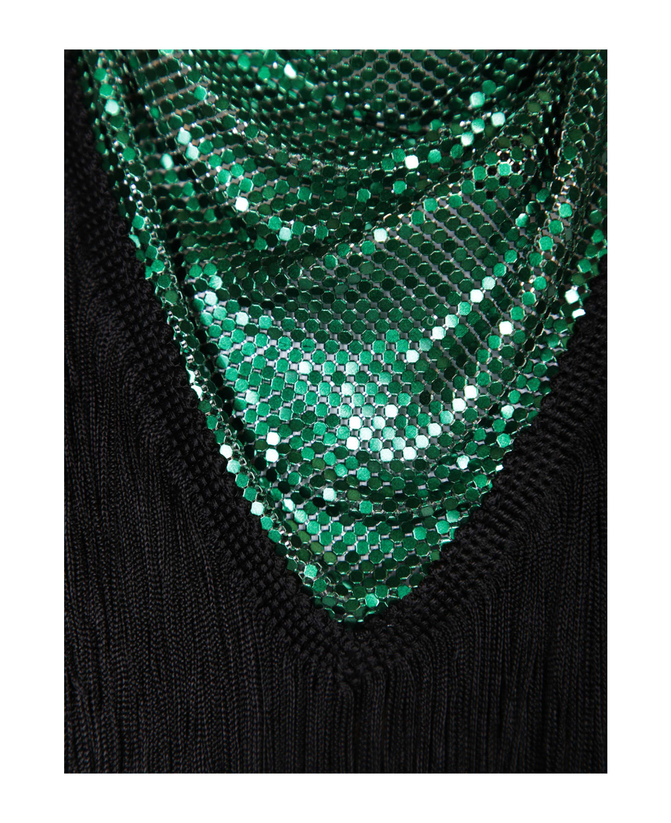 Paco Rabanne Fringe Detail Emerald Scarf - Green