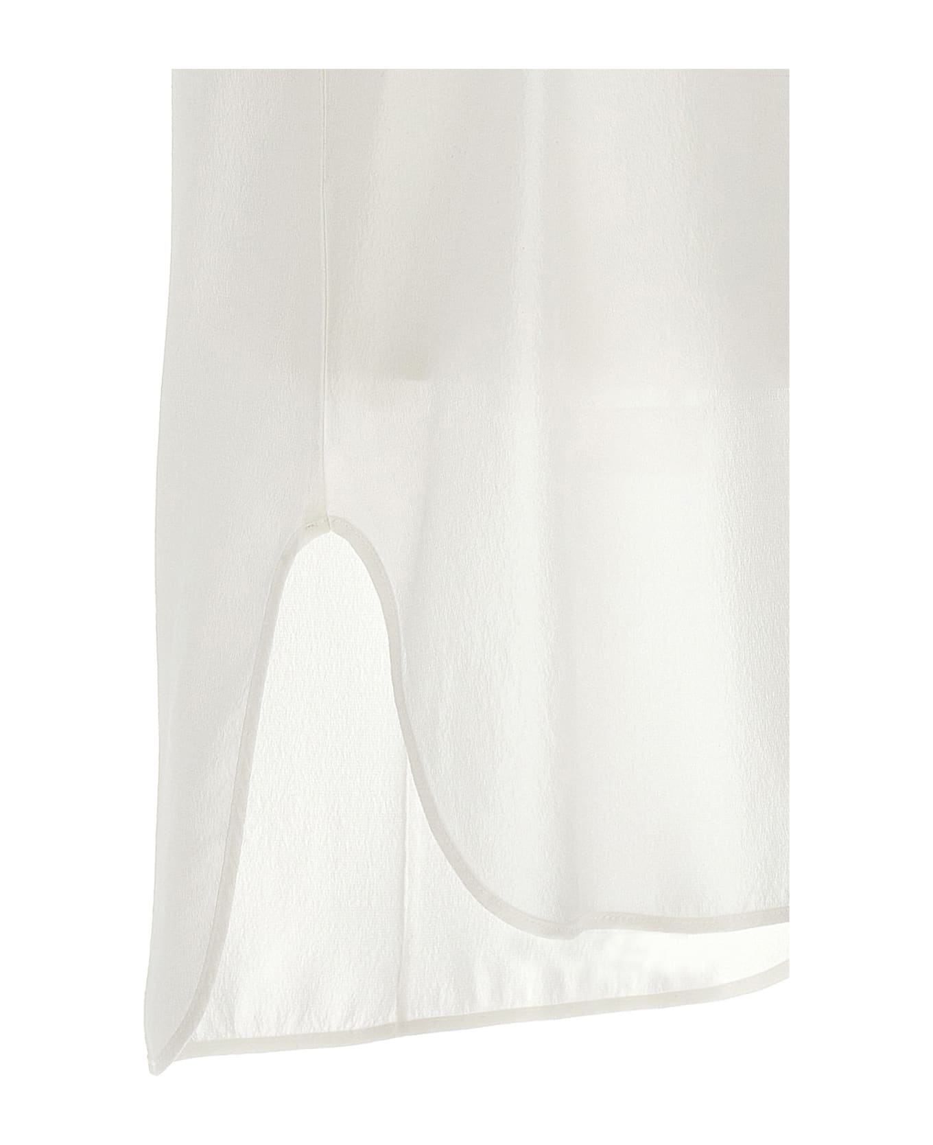 (nude) Puffed Sleeve Cotton Shirt - White