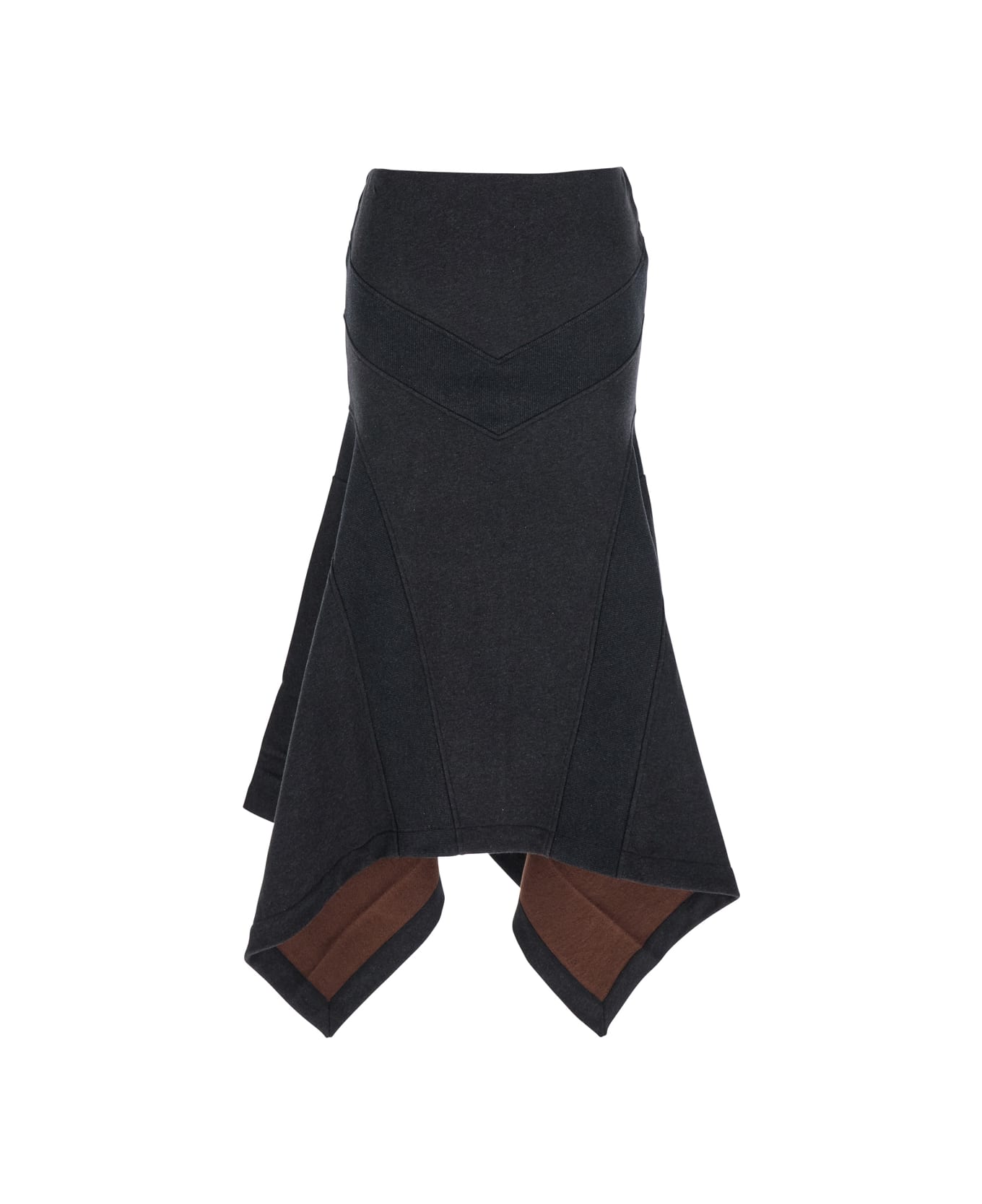 The Attico Grey Midi Skirt With Logo Lettering And Handkerchief Hem In Cotton Woman - Grey