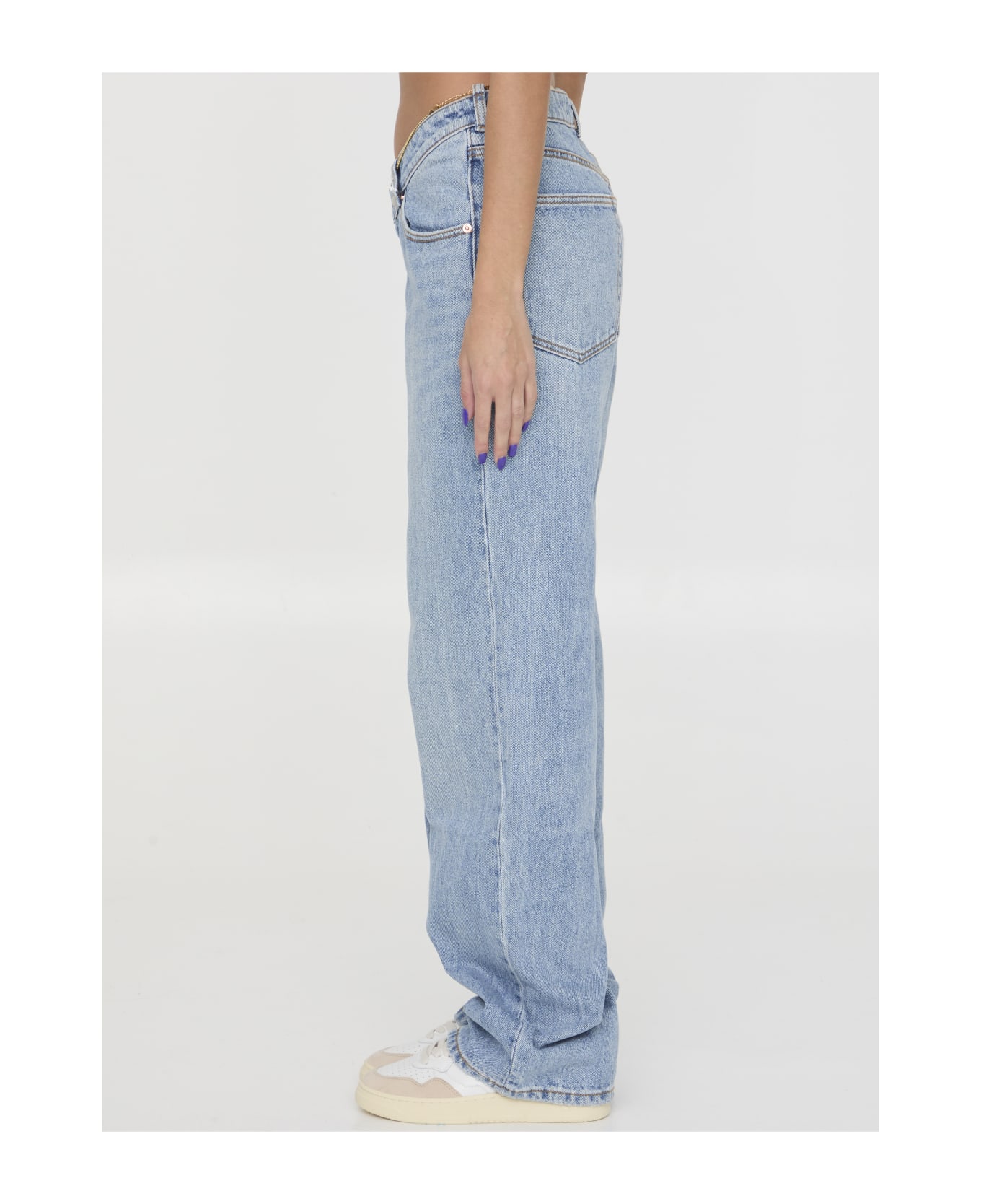 Alexander Wang Denim Jeans With Nameplate - Blu Denim Chiaro
