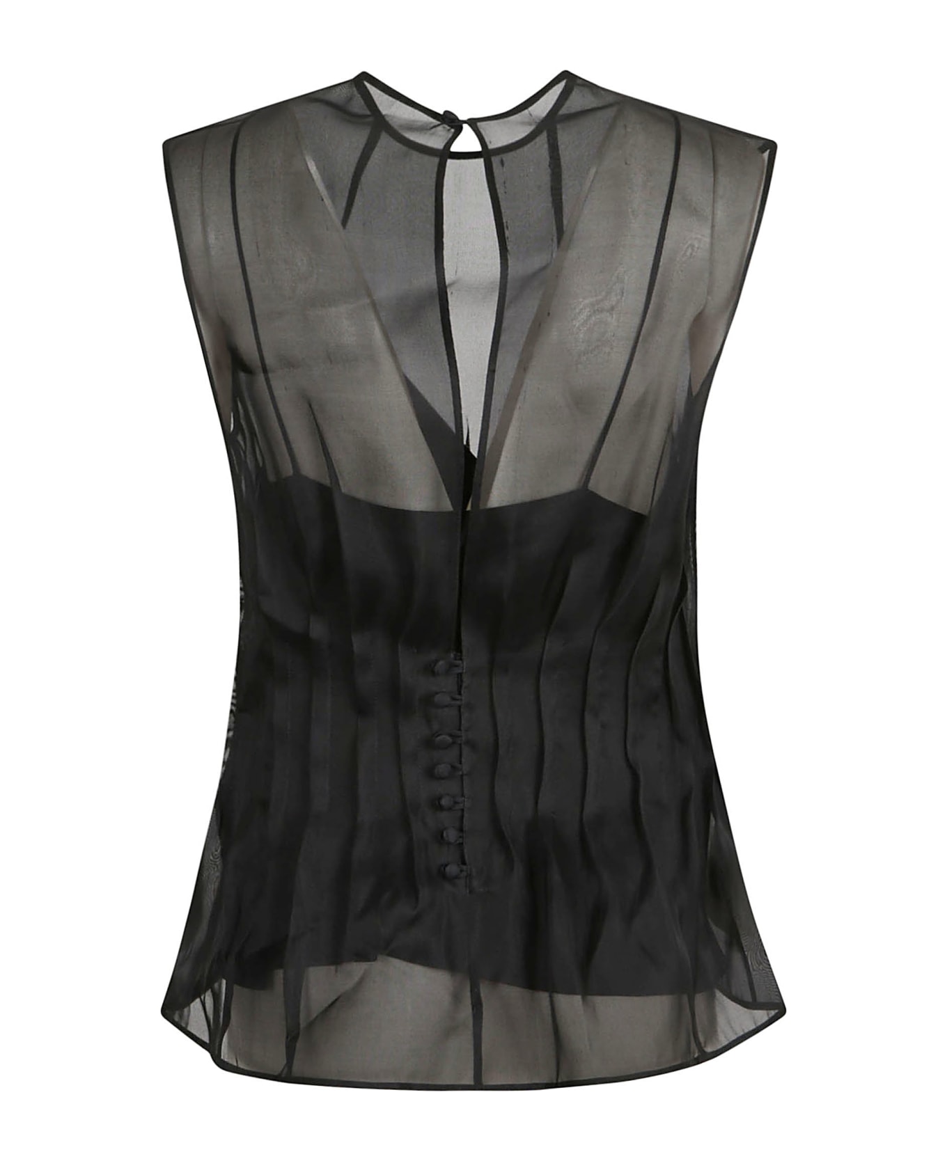 Khaite Pleated Sleeveless Blouse - Black