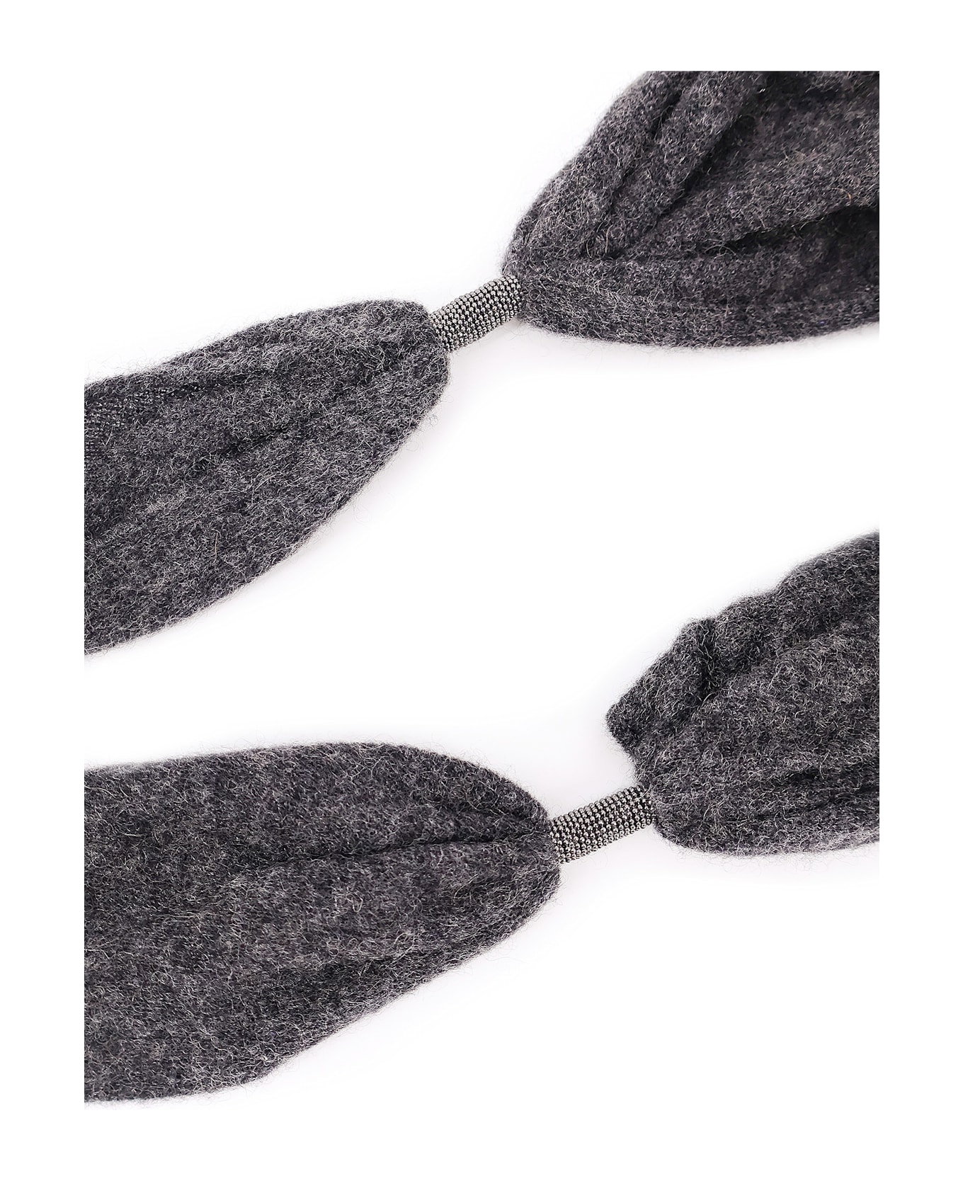 Brunello Cucinelli Cashmere Scarf With Monili Detail - Grey