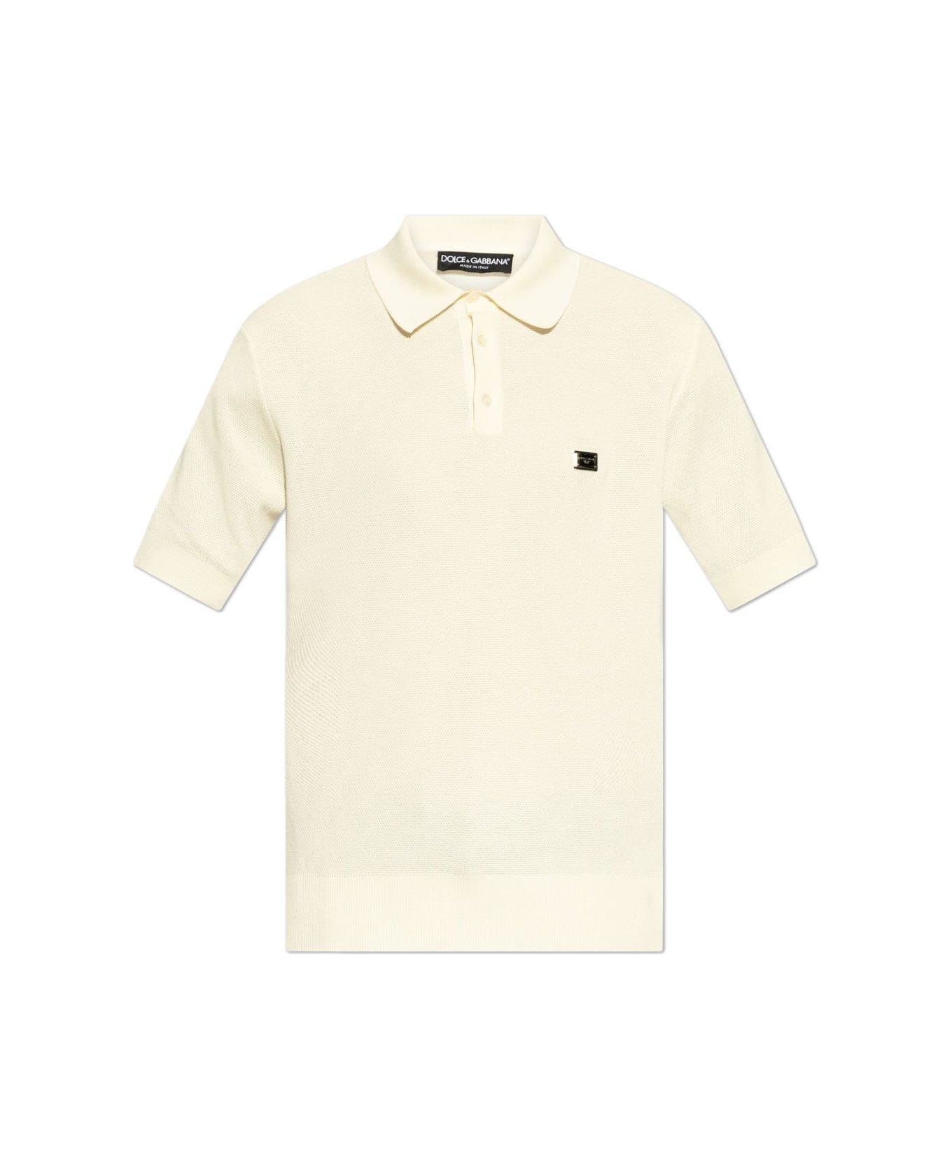 Dolce & Gabbana Logo Tag Polo Shirt - White