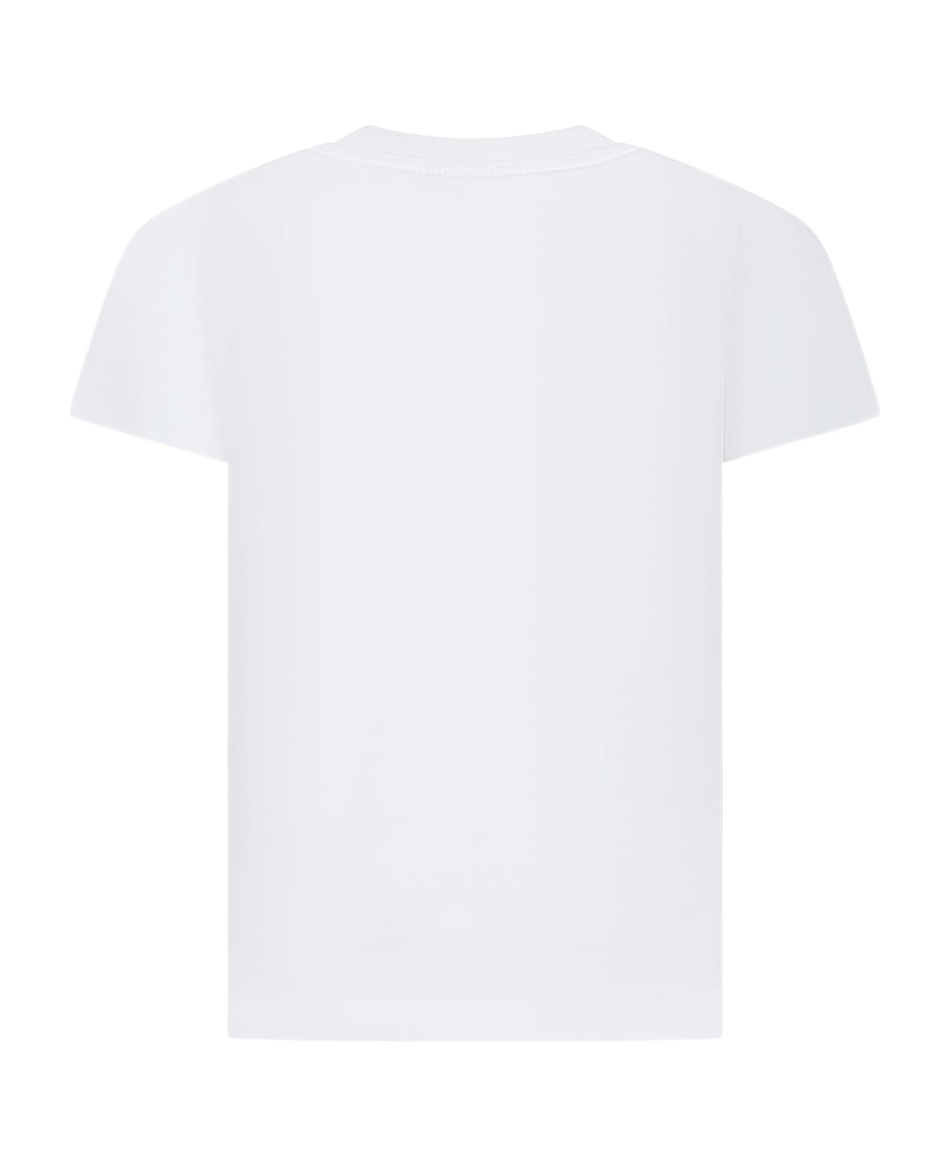Fendi White T-shirt For Kids With Iconic Ff - Gesso
