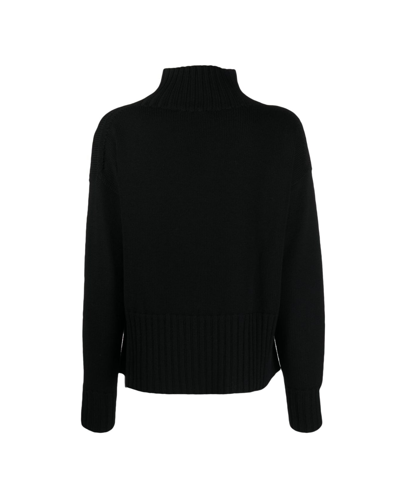 Drumohr Long Sleeves Turtle Neck Oversized Sweater - Black