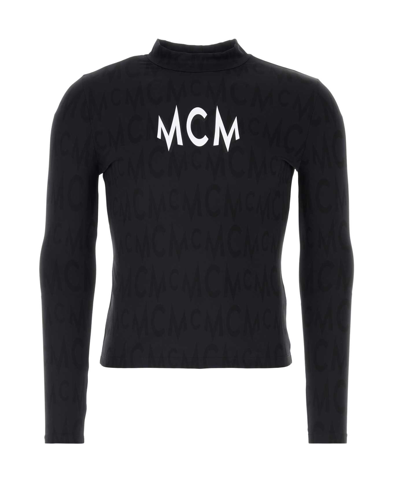 MCM Black Stretch Nylon T-shirt - BLACK