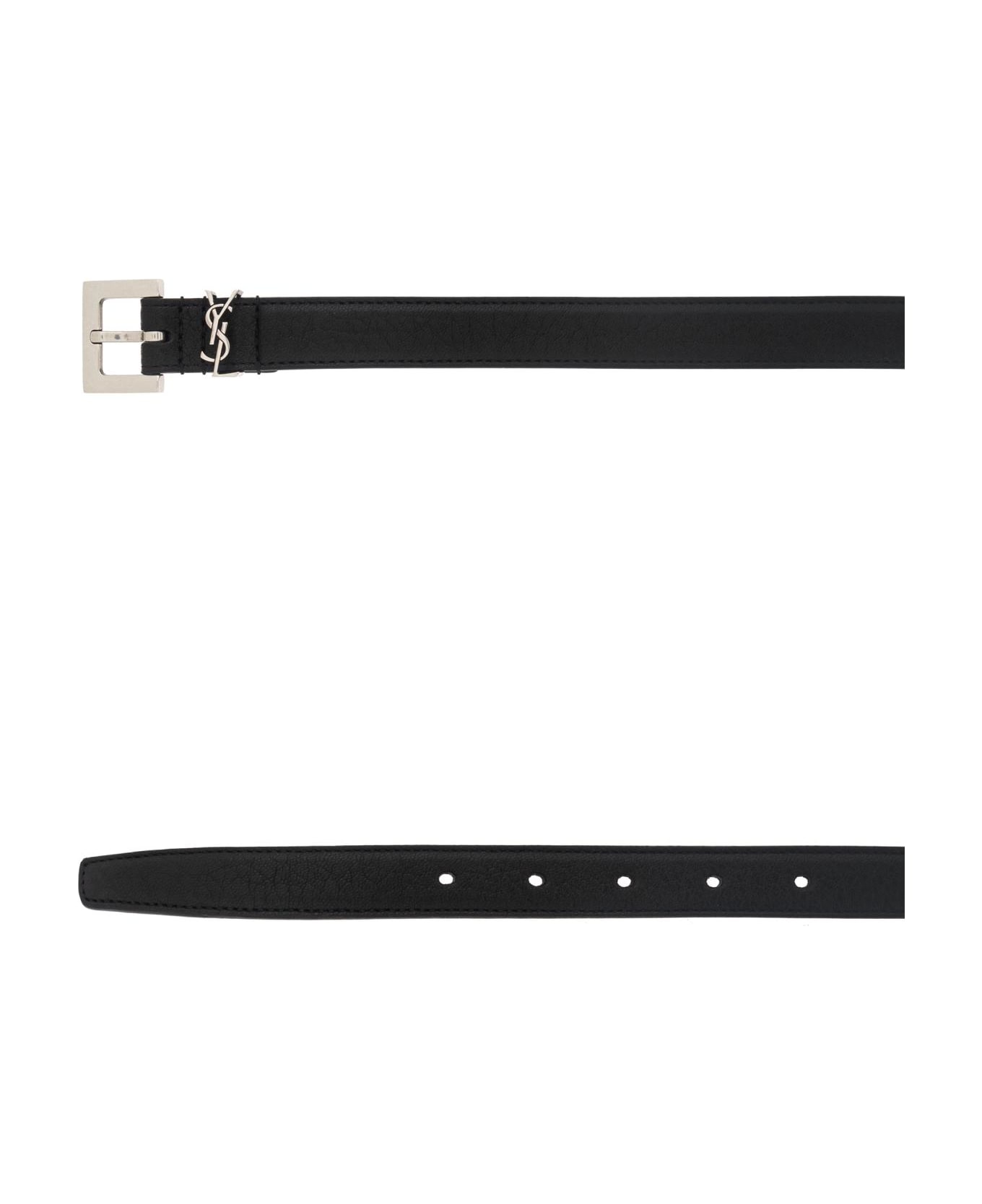 Saint Laurent Belt With Logo - NERO