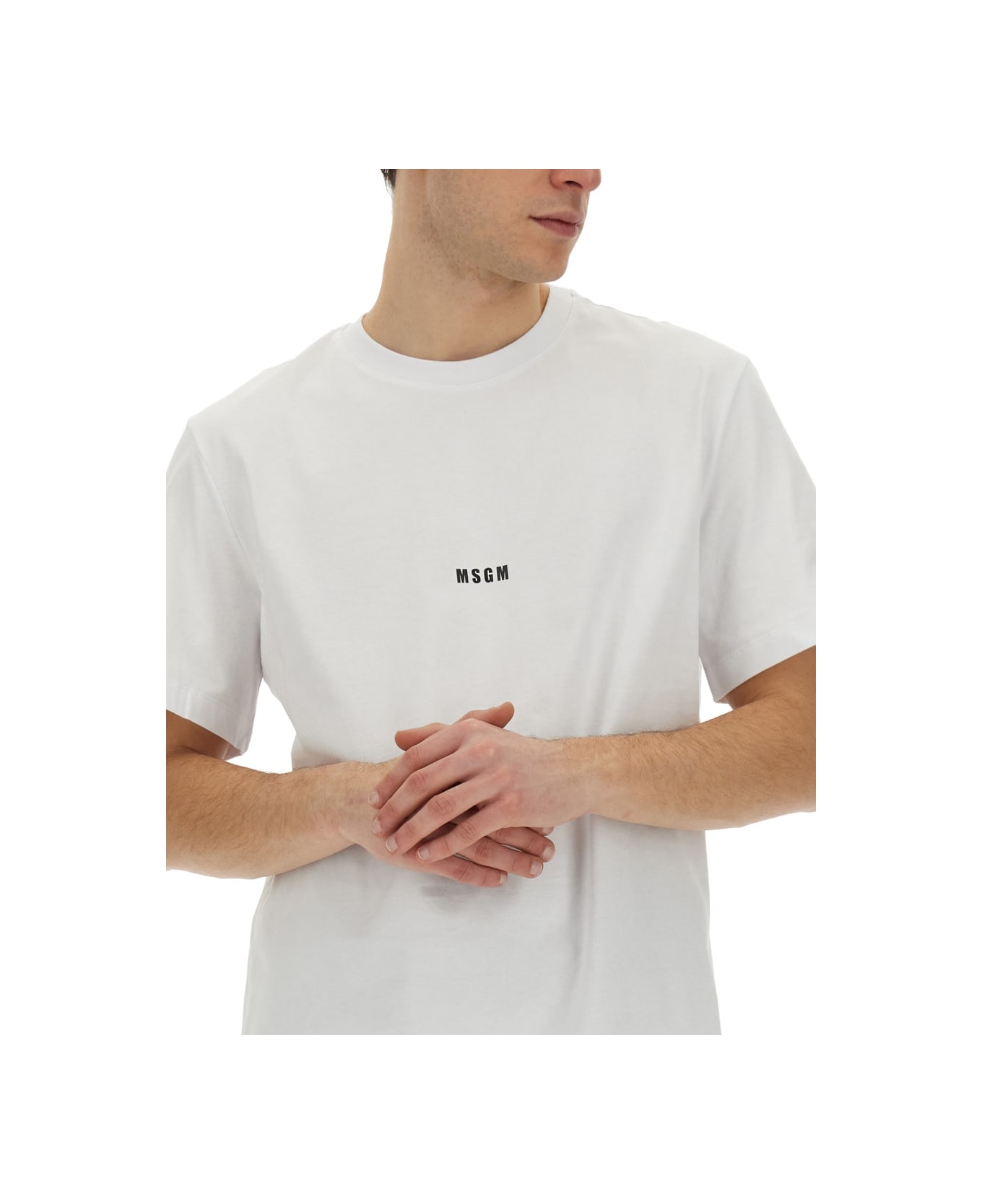 MSGM Lettering Logo Print T-shirt - WHITE