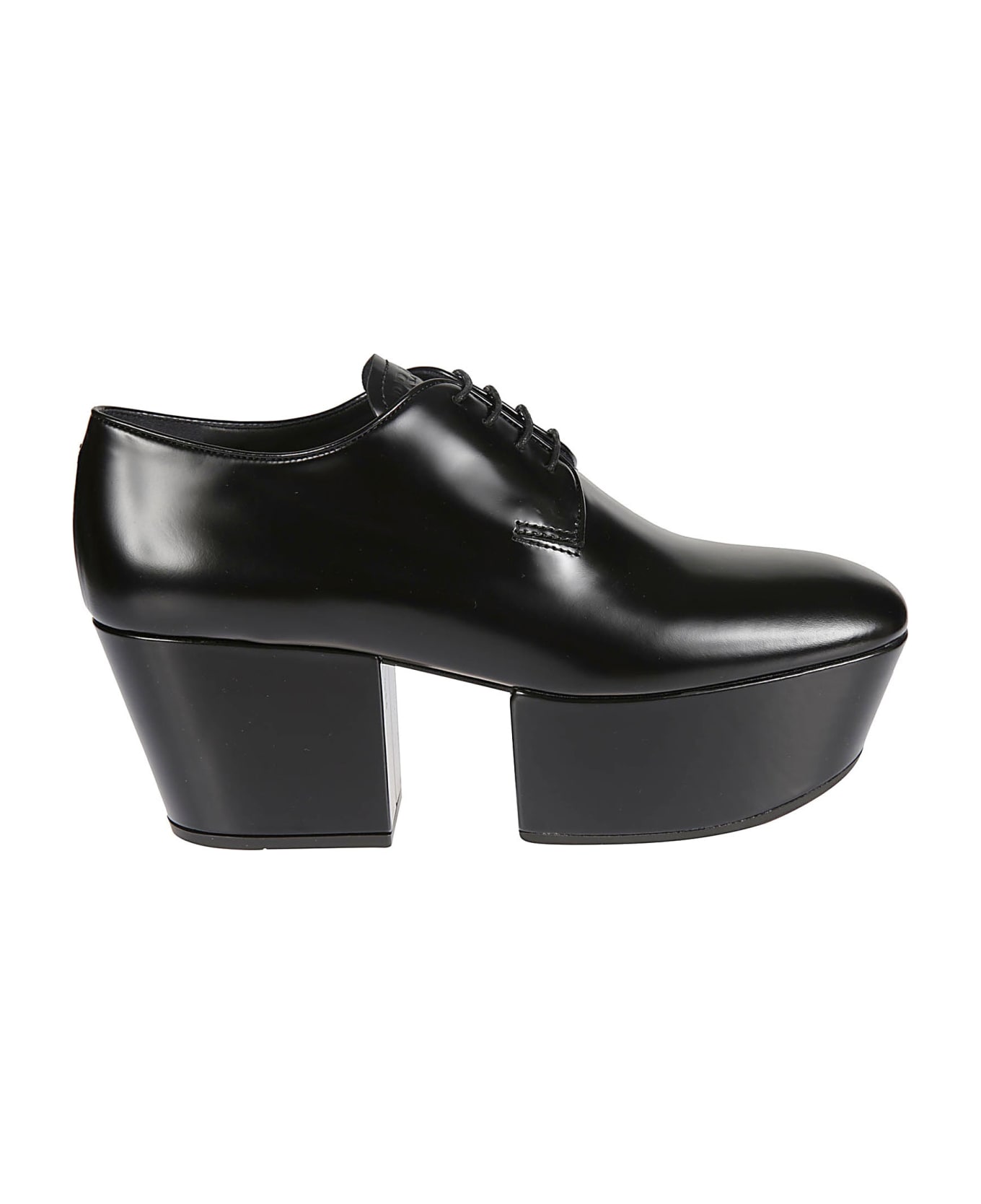 Prada Leather Platform Loafers - Black ハイヒール