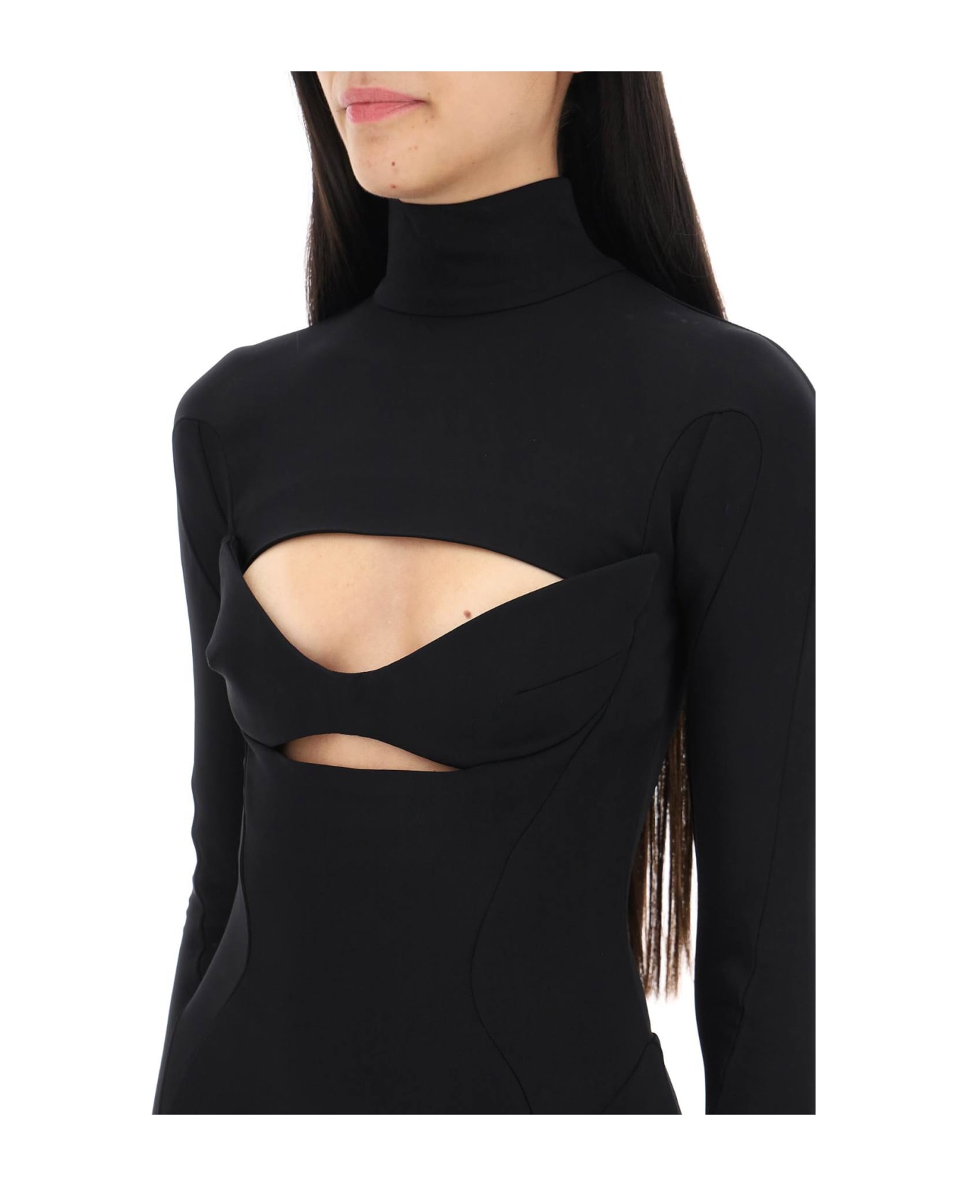 Mugler Cut-out Bust Mini Dress - BLACK (Black)