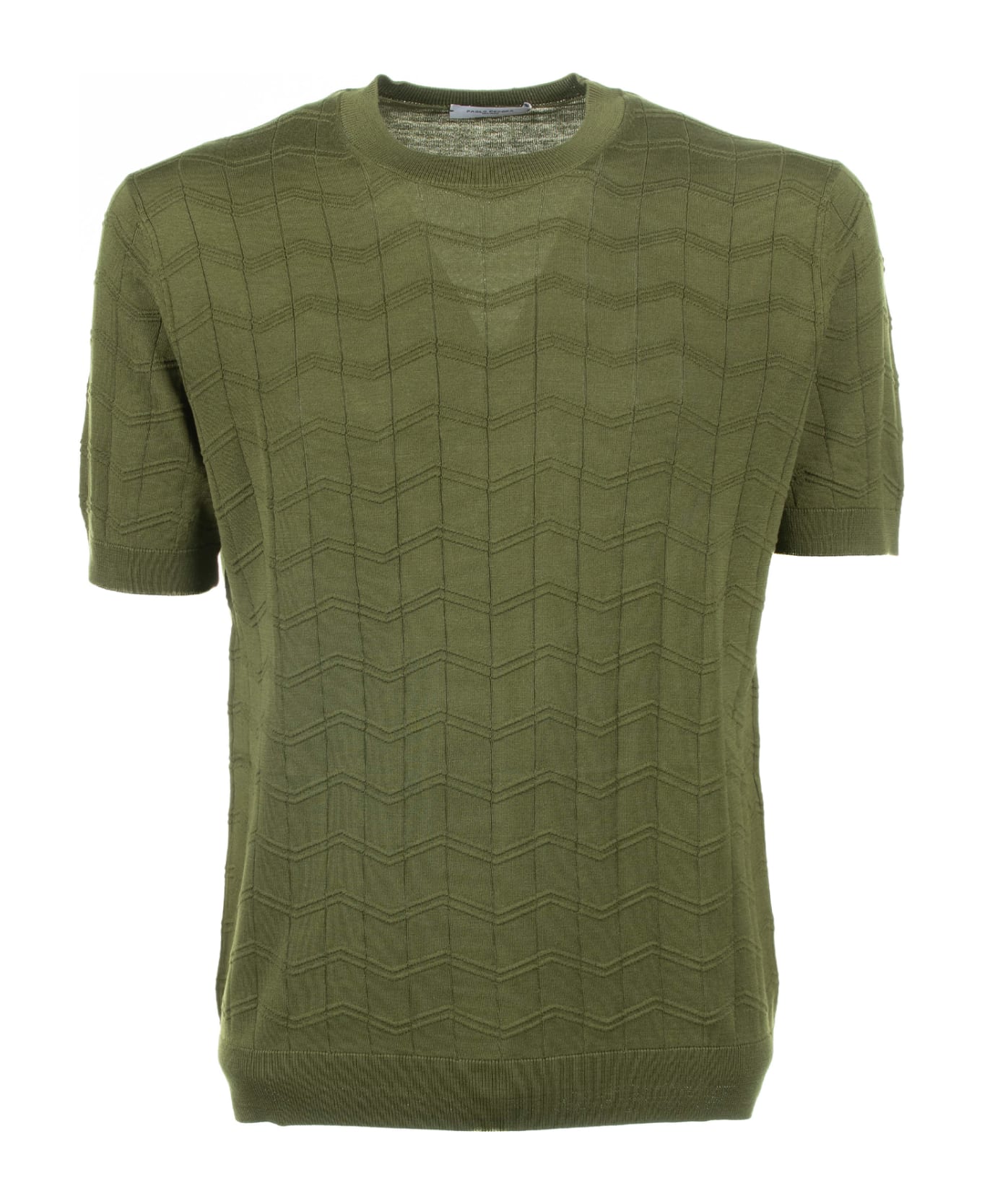 Paolo Pecora Green Cotton And Silk T-shirt - VERDE